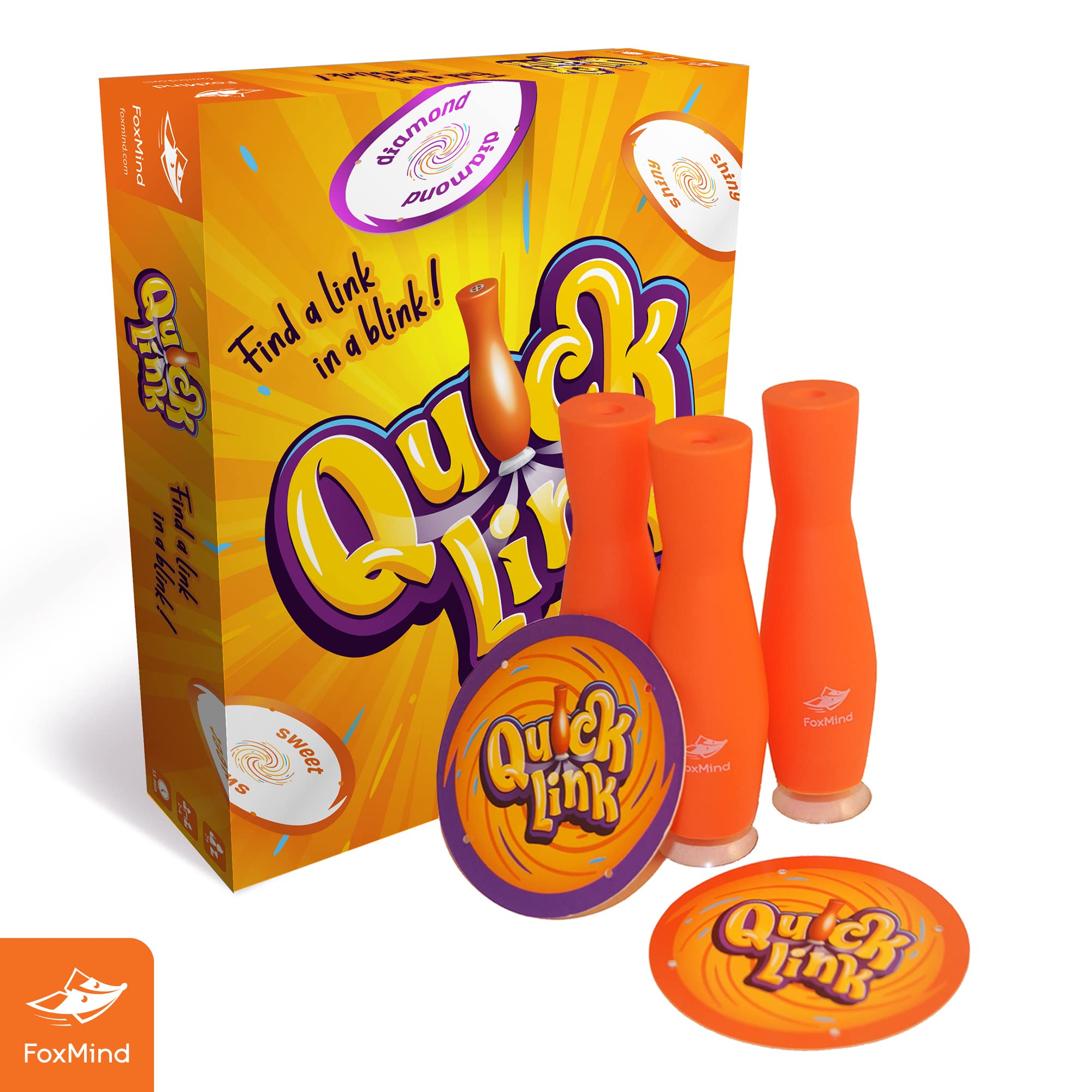 FoxMind Quick Link Word Game - Fun & Fast-Paced Family Party Board Game for Adults & Kids | Perfect for Game Nights, Travel, and Classroom Learning Activities