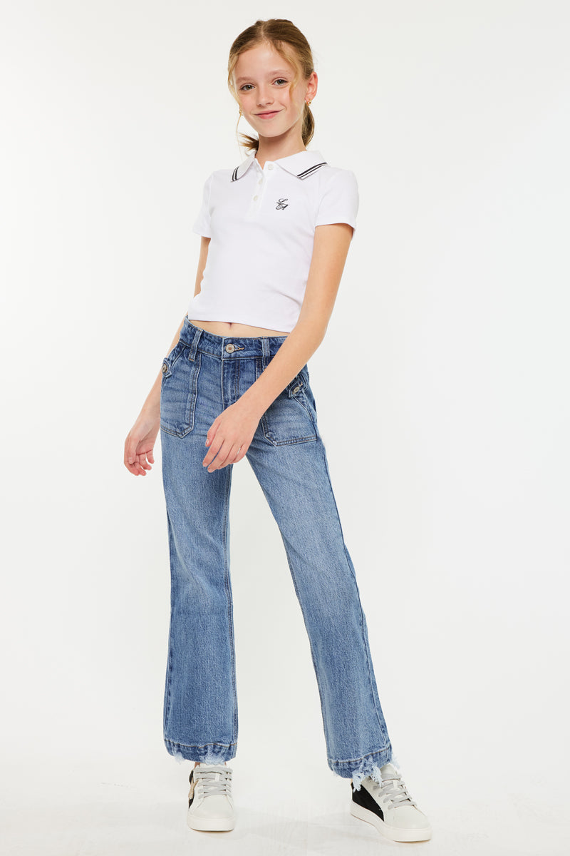 Sherri High Rise Wide Leg Flare Jeans for Kids - Trendy & Comfortable Denim Pants for Girls, School, Playdates & Everyday Wear