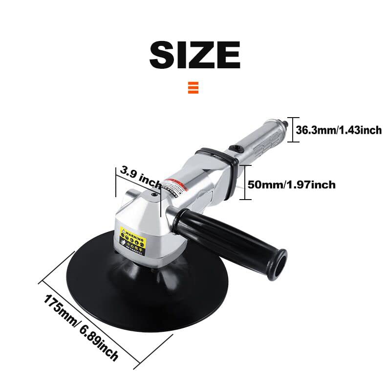 7-Inch Heavy Duty Pneumatic Air Sander/Polisher - Lightweight 5.47 lbs, Adjustable Speed up to 2500 RPM - Professional Wet/Dry Sanding Tool for Auto Body, Woodworking & Metal Polishing - Ideal for Car Detailing, Furniture Refinishing & DIY Projects