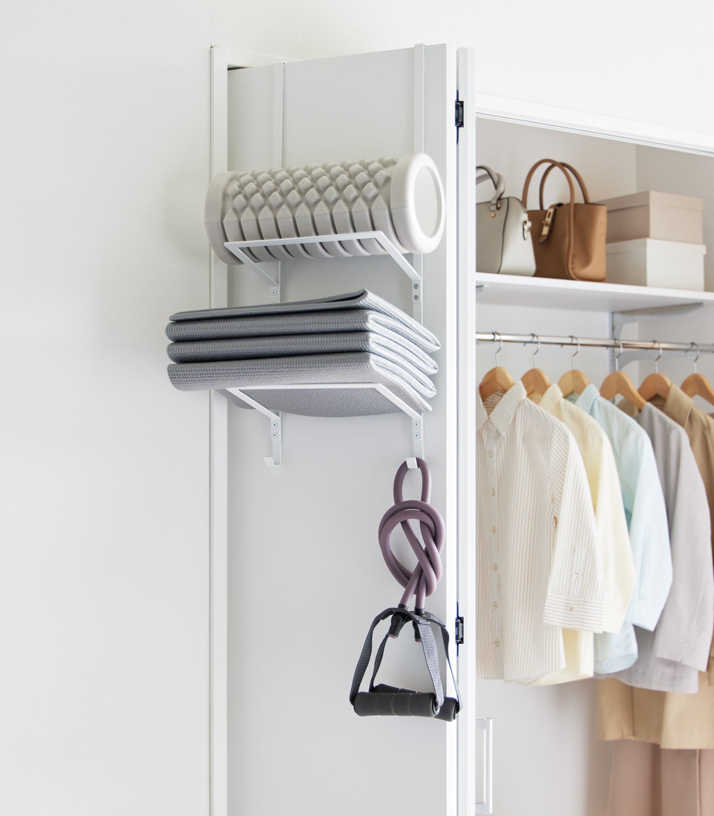 Over the Door Fitness Equipment Hanger - Heavy Duty Steel Organizer for Home Gym Storage | Perfect for Yoga Mats, Resistance Bands & Workout Gear