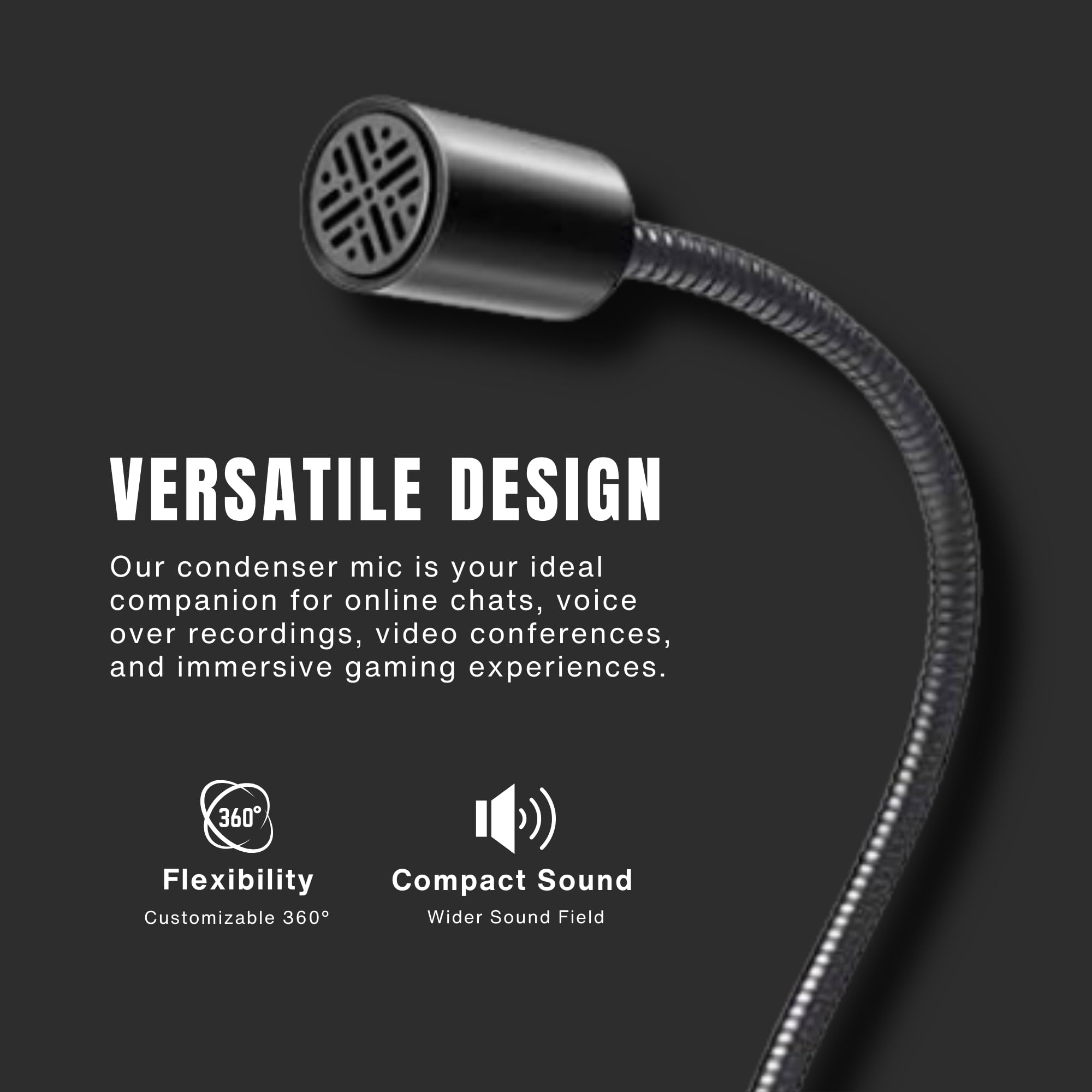 Premium USB Condenser Microphone with Mute Button - Plug & Play PC Gaming Mic, Podcast & Streaming Studio Quality Sound - Omnidirectional USB Microphone for PC, Laptop, Home Office & Online Meetings