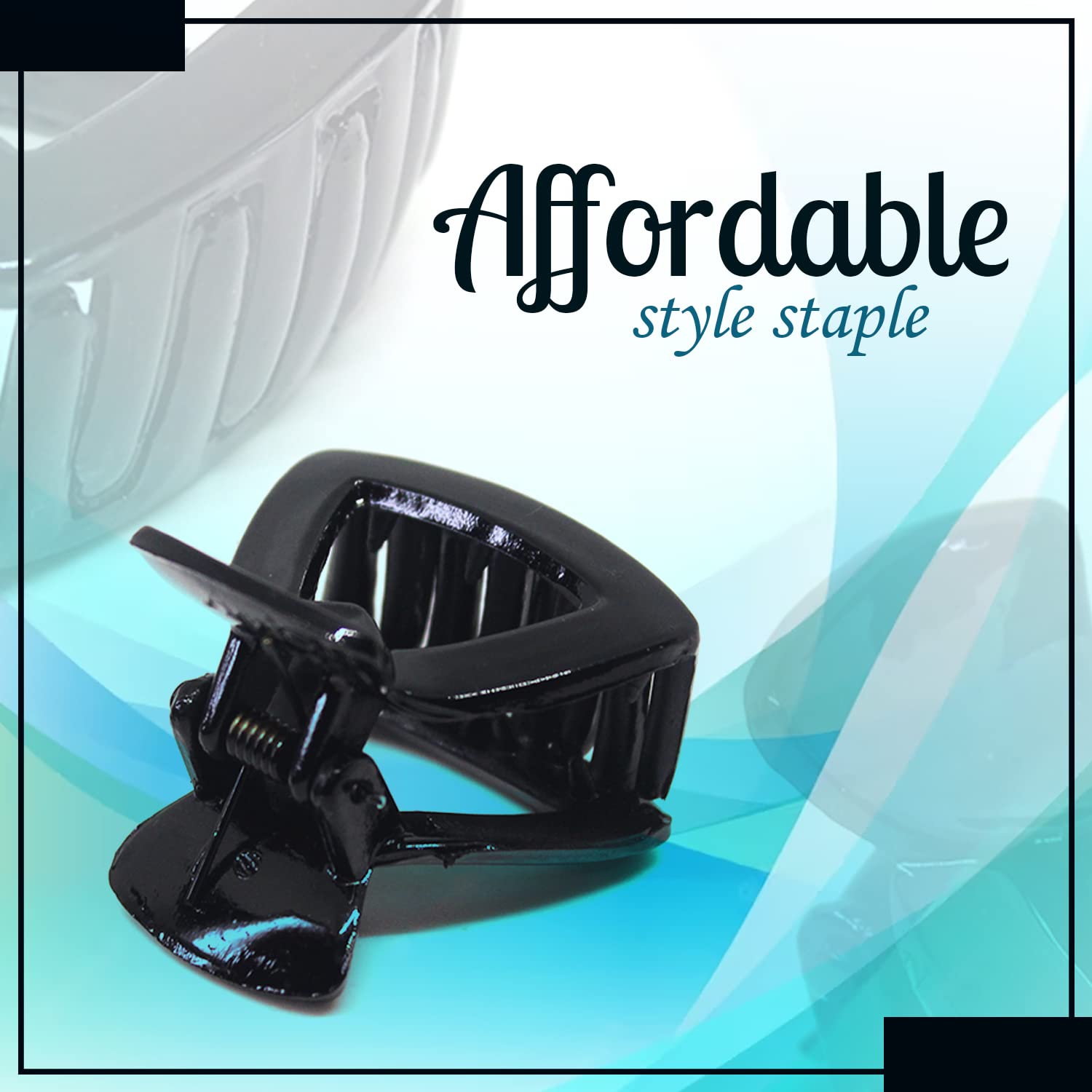 NSB Herbals Black Plastic Hair Claws for Women & Girls - Medium Size Trendy Hair Clips (6-Pack) - Perfect for School, Work, Parties & Everyday Hairstyles