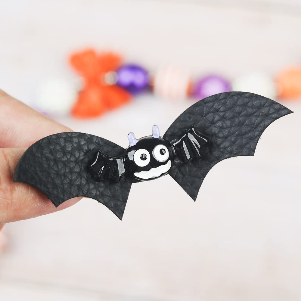 Baby Rose Halloween Headband with Pumpkin Bow & Bat Wing Hair Clips (4pcs) - Cute Infant Costume Accessories for Halloween Parties & Photo Shoots