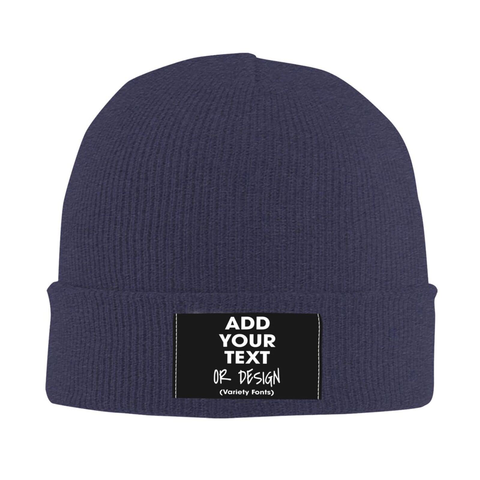 Custom Knit Beanies for Men & Women - Personalized Winter Hats with Text, Photo or Logo - Warm Fleece-Lined Beanie for Skiing, Snowboarding & Outdoor Activities