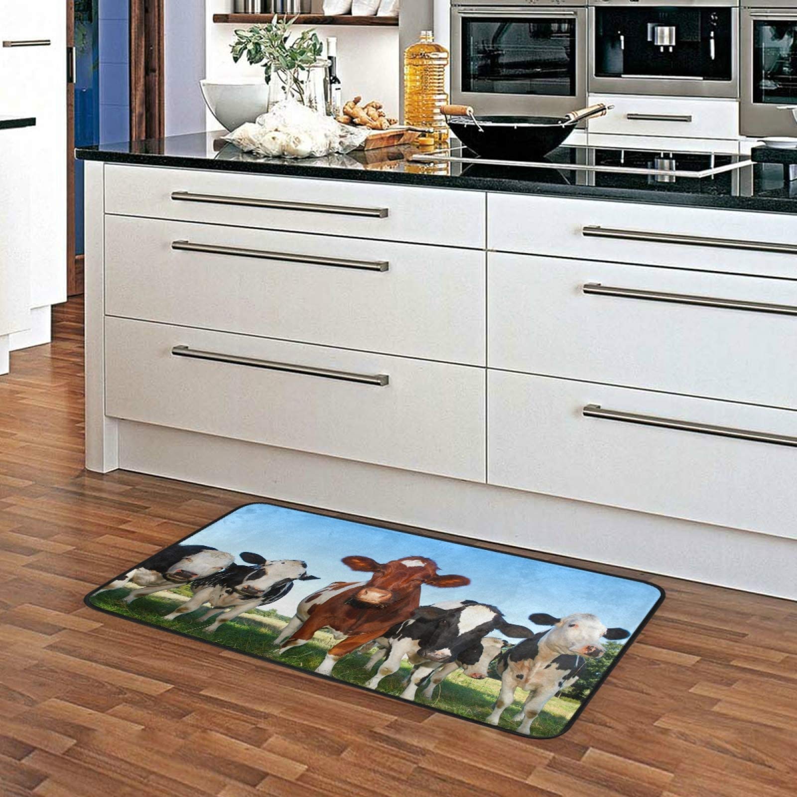 MOYYO Anti-Fatigue Kitchen Mat - Non-Slip Cow Print Floor Rug, Oil & Stain Resistant, Easy to Clean - Comfortable Cushion for Standing - Perfect for Kitchen, Bathroom, Indoor/Outdoor Entryway & High-Traffic Areas