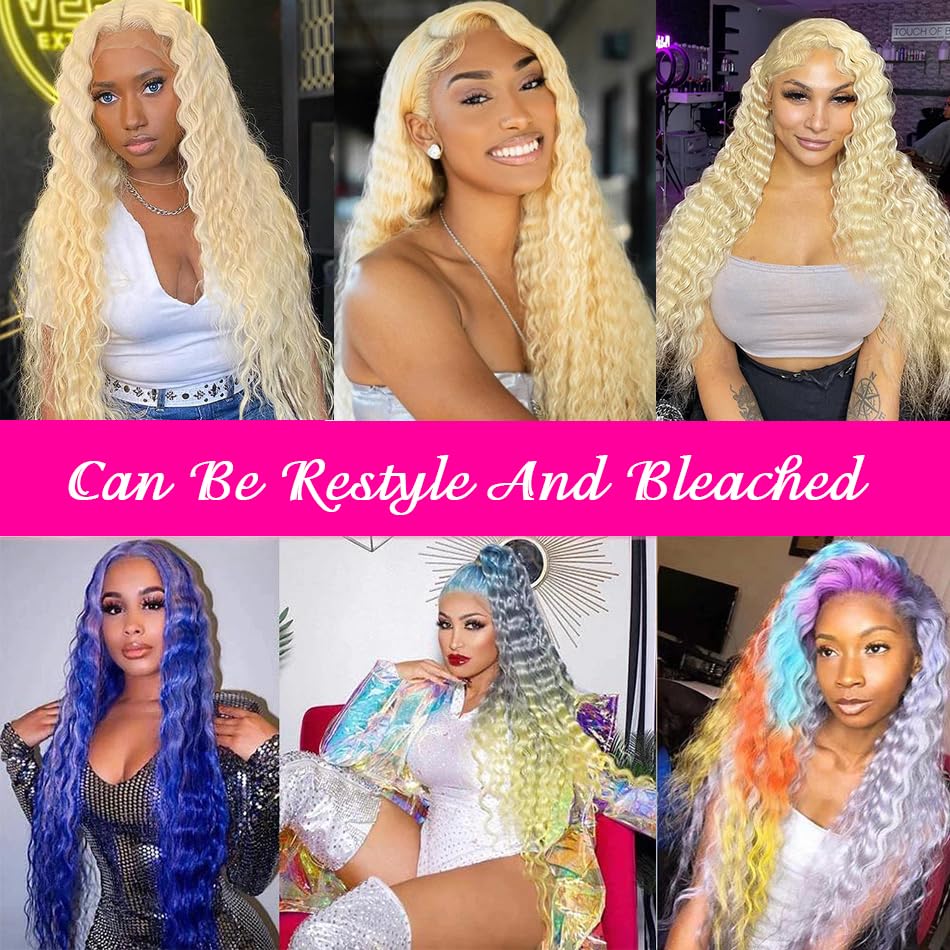 20 Inch 613 Blonde HD Lace Front Wig Human Hair - 13x4 Deep Wave 200% Density Pre-Plucked with Baby Hair | Natural Look for Women, Perfect for Daily Wear, Parties & Special Occasions