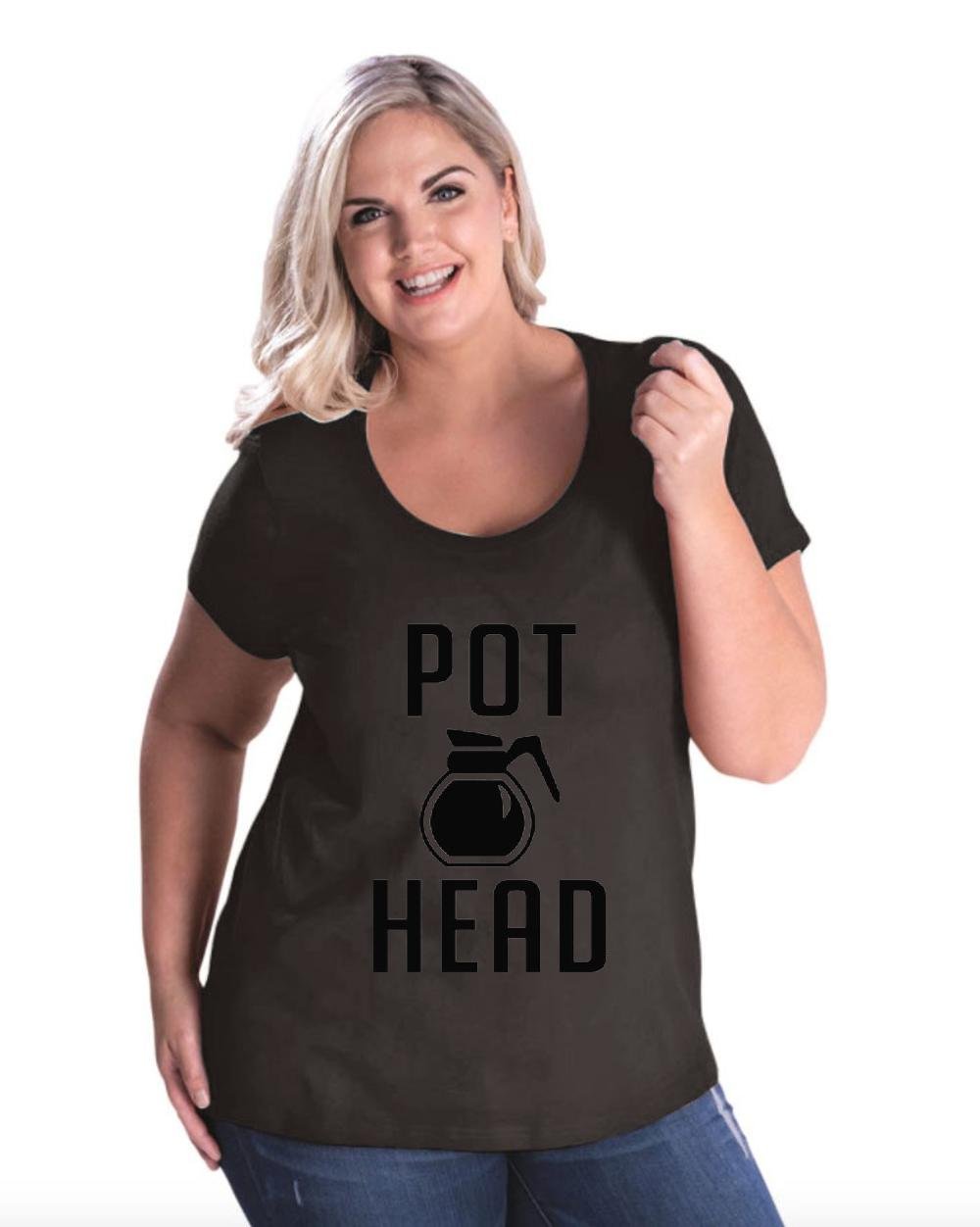 Stylish Coffee Lover Women's Plus Size Scoop Neck T-Shirt - Perfect Gift for Baristas & Coffee Enthusiasts - Great for Cafes, Coffee Shops & Casual Wear