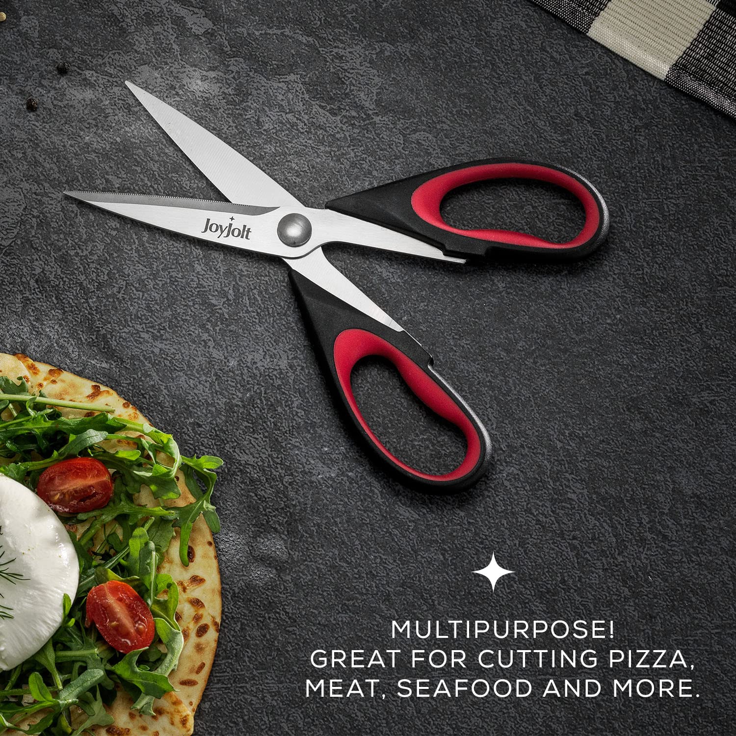 JoyJolt Heavy Duty Kitchen Shears (2-Pack) - Stainless Steel Multi-Purpose Scissors for Herbs, Vegetables, Meat & Poultry - Dishwasher Safe with Protective Sheaths - Perfect for Cooking, Food Prep & Butchering