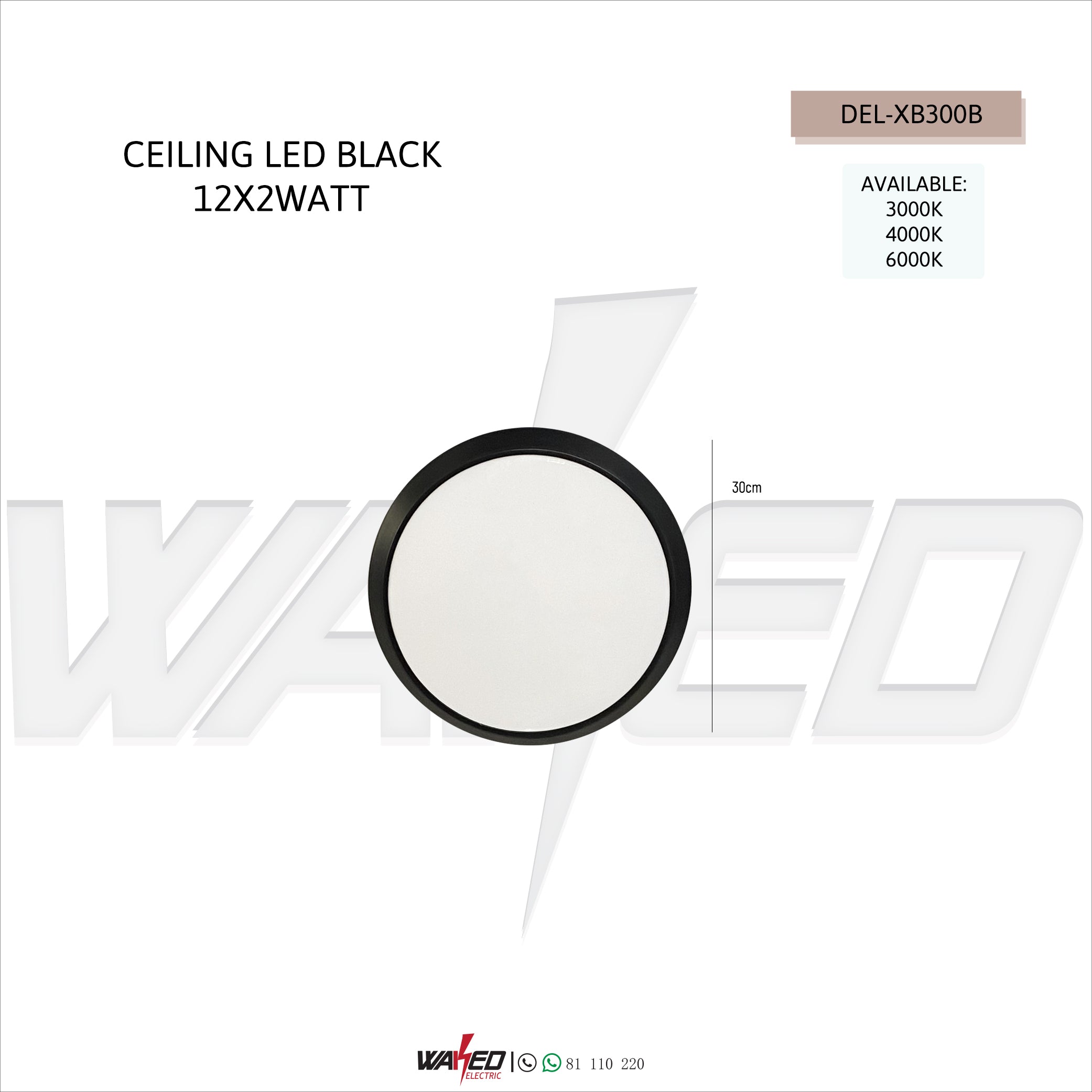 30cm Round LED Ceiling Light - Energy Efficient, Dimmable, Modern Design for Living Room, Bedroom, or Kitchen Lighting