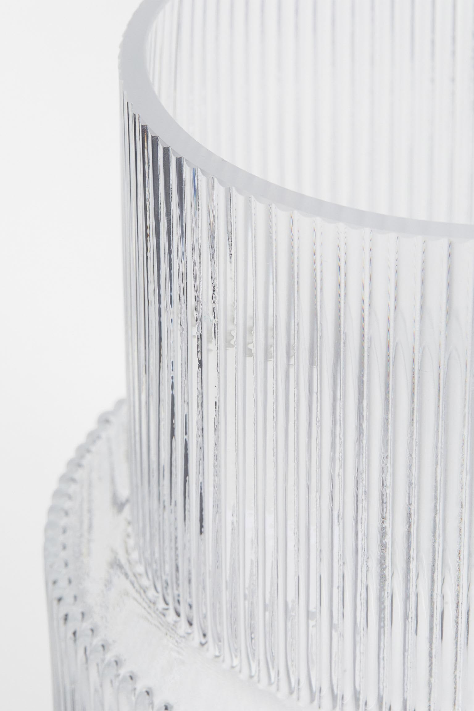Ribbed Glass Vase - Modern Clear Fluted Flower Vase with Large Capacity, Wavy Ripple Design for Home Decor | Perfect for Living Room, Dining Table, Bedroom, Entryway, Office & Holiday Centerpieces