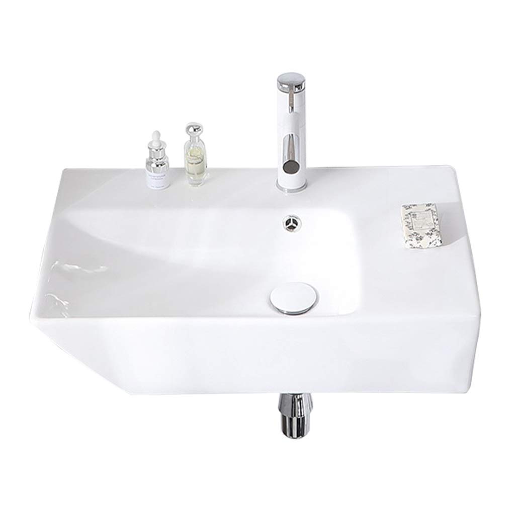 Wall-Mounted Ceramic Pedestal Sink - Small Bathroom Vanity Basin for Home & Cafe Use - Easy to Clean White Wash Basin - Perfect for Compact Spaces & Commercial Restrooms
