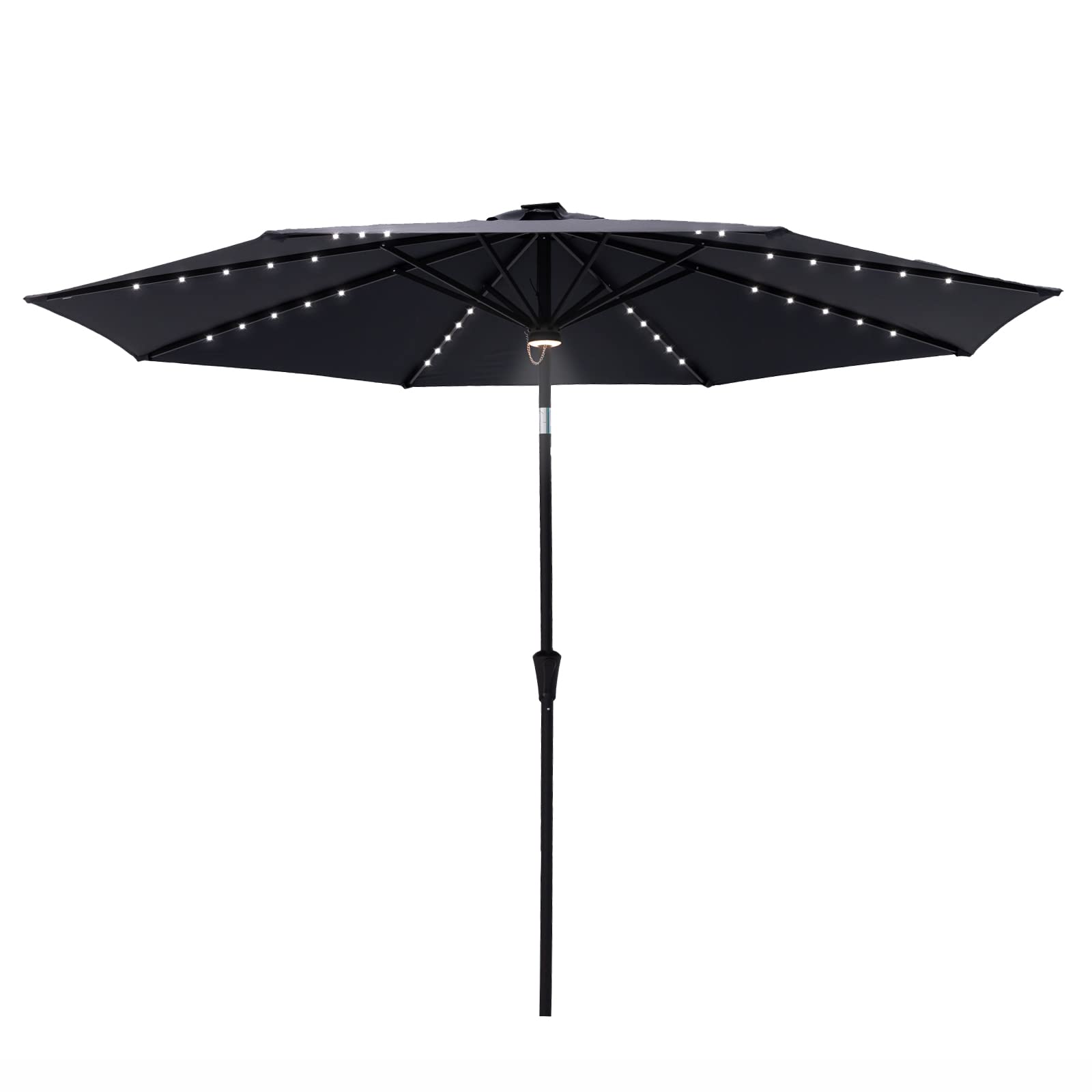 FLAME&SHADE 10ft Solar Powered LED Patio Umbrella with Tilt Function - Waterproof Outdoor Market Umbrella for Garden, Poolside, Backyard, and Restaurant Use