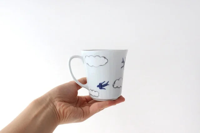 Arita Yaki Japanese Ceramic Tea & Coffee Mug Cup with Swallow Design - Perfect for Home, Office, and Gift Giving