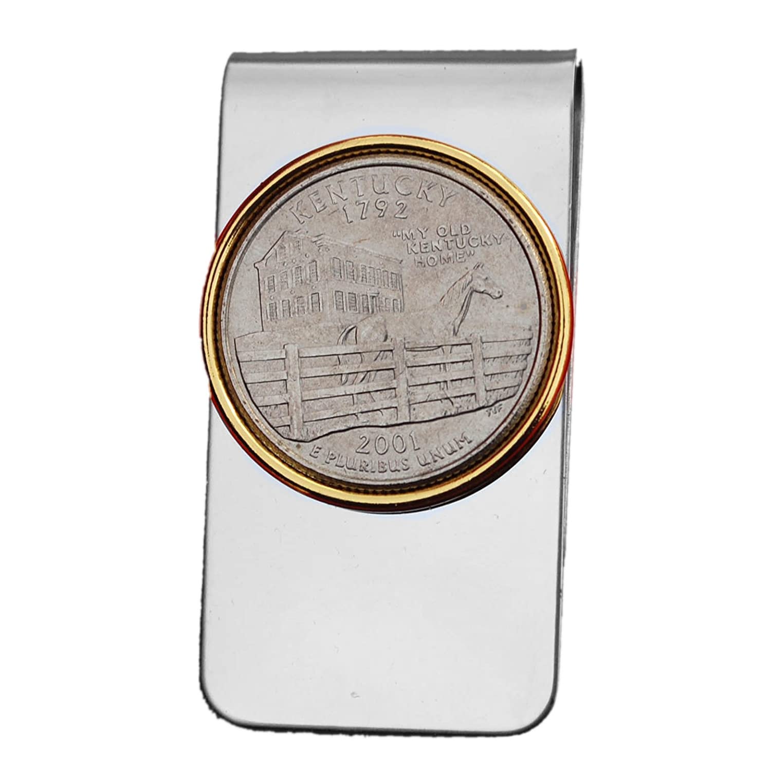 2001 Kentucky State Quarter BU Uncirculated Coin - Two-Toned Money Clip for Collectors & Gifts | Perfect for Coin Collecting, Men's Accessories & Unique Present Ideas