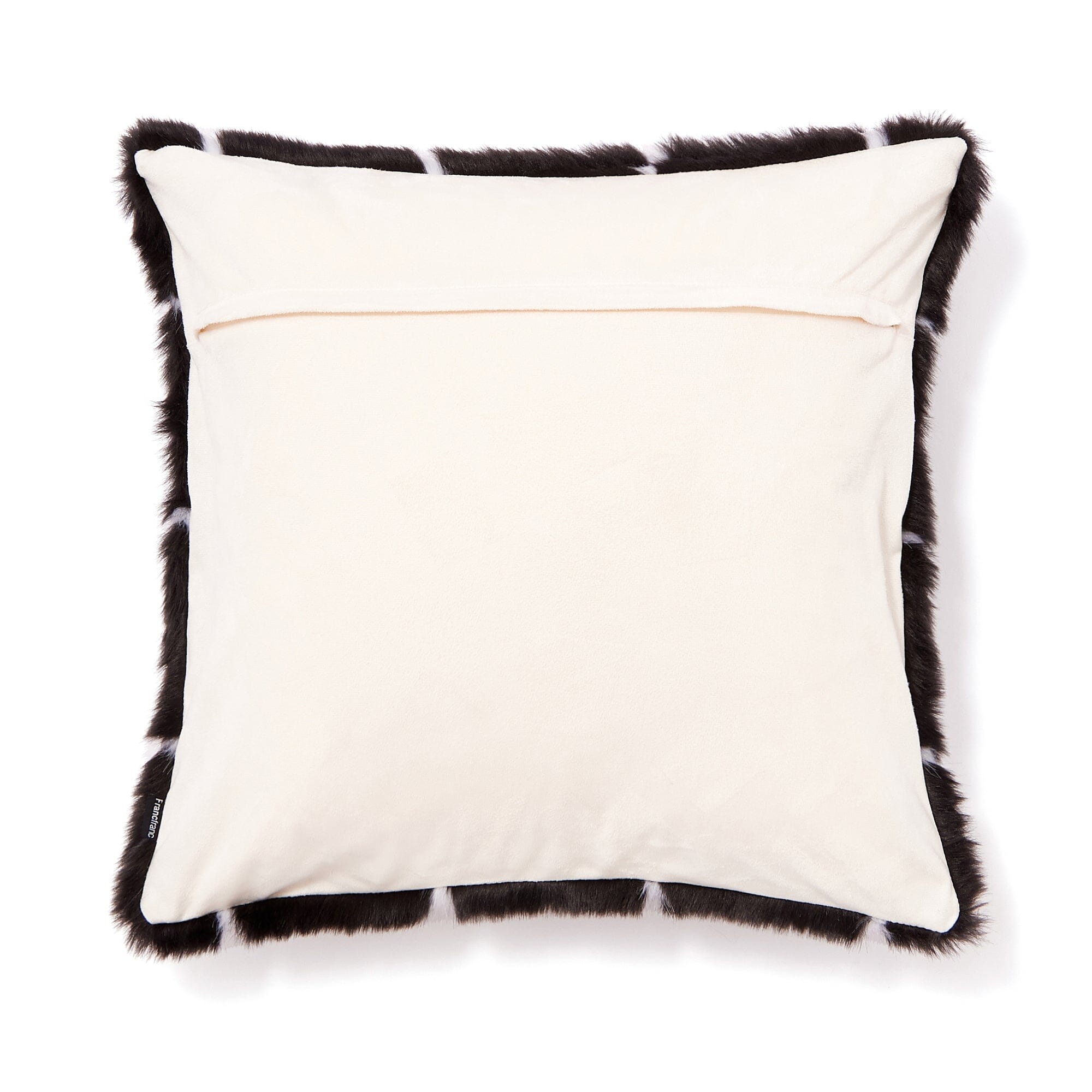 Premium Fur U Cushion Cover 18x18 Inches (450x450mm) - Soft Black & White Decorative Pillow Case for Sofa, Bed, Chair - Cozy Home & Office Decor Accessory