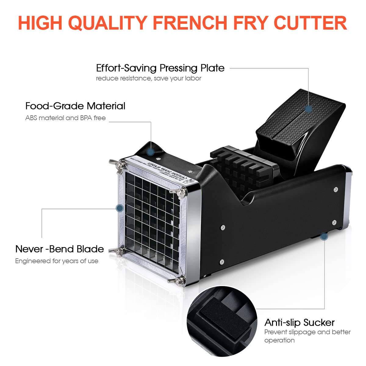 Sopito Stainless Steel Potato Cutter - 1/2 Inch French Fry Slicer for Potatoes, Carrots & Cucumbers | Perfect for Home Cooking, Meal Prep & Restaurant Use