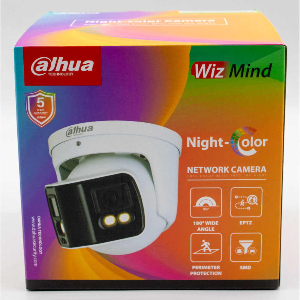 Dahua 4MP Dual Lens Panoramic IP Camera - WizMind Series with Enhanced Night Vision, 3.6mm Fixed Lens, White (Ideal for Home Security, Business Surveillance & Outdoor Monitoring)