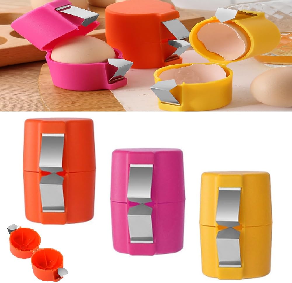 Premium Egg Shell Opener & Cracker Tool - Easy Raw & Hard Boiled Egg Opener - Safe Kitchen Gadget for Perfect Eggs (2-Piece Set A+C) - Ideal for Breakfast, Baking & Meal Prep