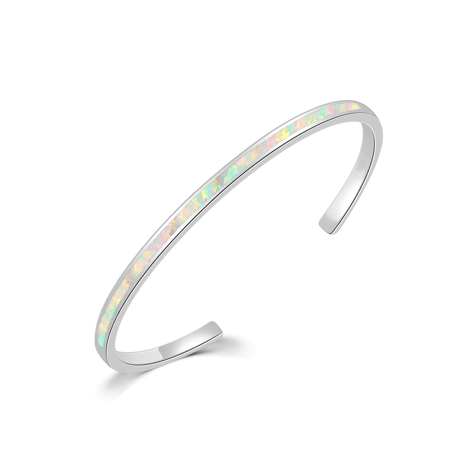 CiNily Women's Gold Plated Opal Cuff Bracelet - Hypoallergenic Gemstone Open Bangle for Ladies | Perfect for Parties, Weddings & Everyday Elegance