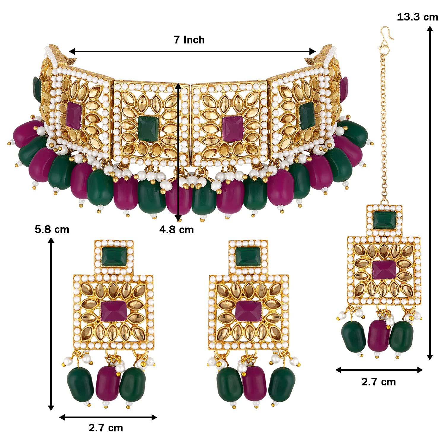 Elegant Aheli Faux Pearl Necklace & Earrings Set - Indian Traditional Bollywood Style Jewelry for Women | Perfect Gift for Weddings, Parties & Special Occasions