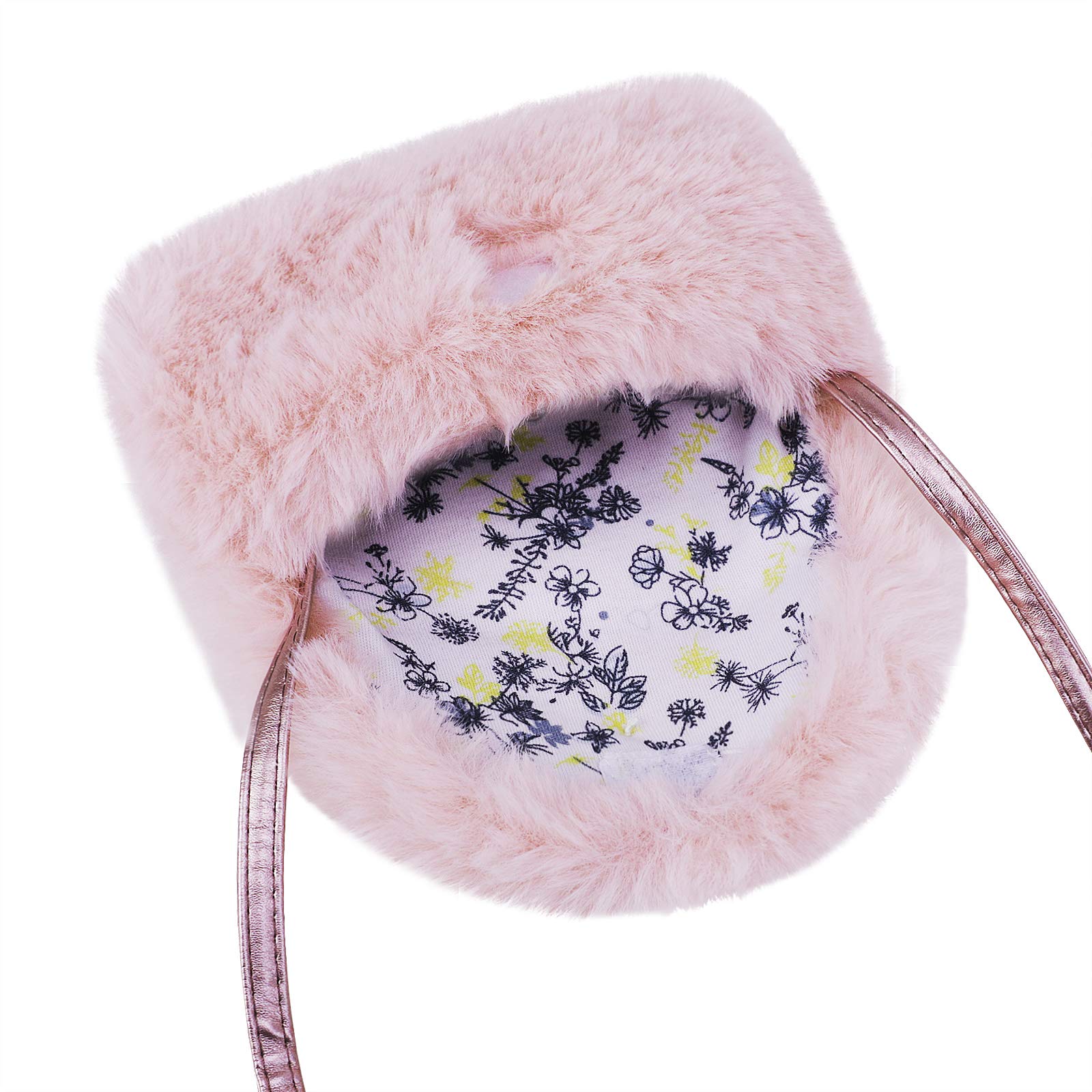 Cute Fuzzy Mini Shoulder Bag for Girls - Kids Messenger Purse with Crossbody Strap, Toddler Cell Phone Holder & Small Clutch Handbag - Perfect for School, Travel & Daily Use