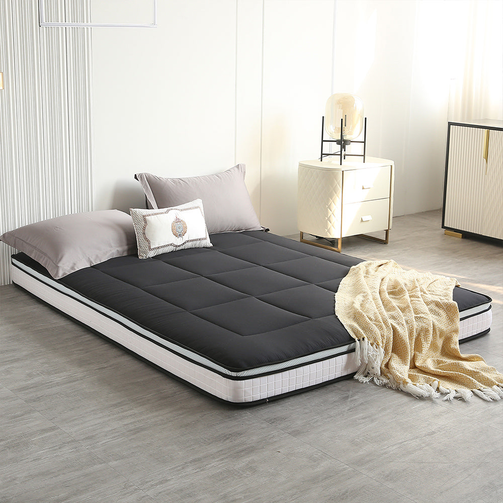 MAXYOYO Padded Japanese Floor Mattress - Black Foldable Roll Up Futon for Bedroom, Guest Room & Travel | Comfortable Floor Sleeping Mat for Adults & Kids