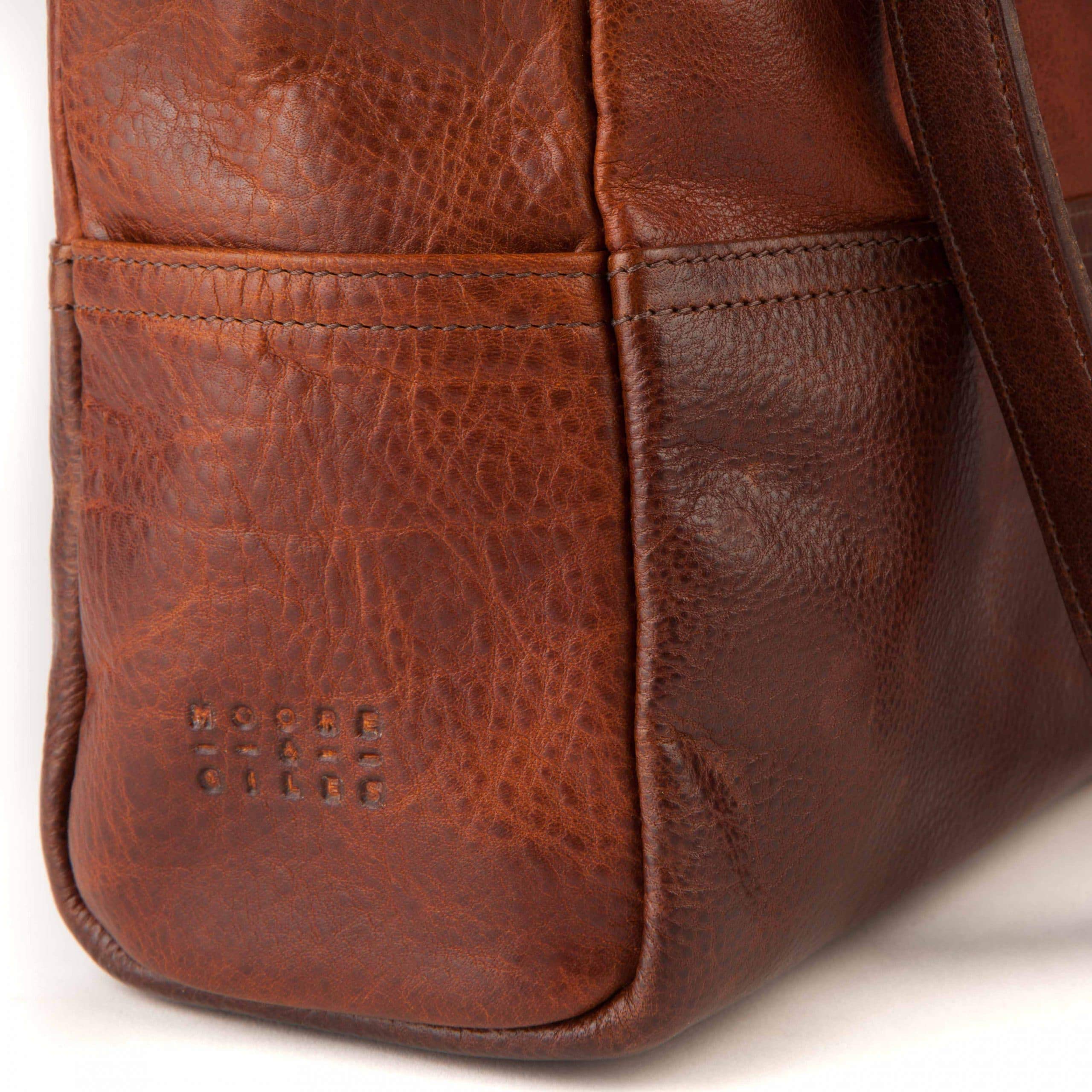 Moore & Giles Premium Leather Petty Bottle Tote Bag - Titan Milled Honey Color | Stylish & Durable Wine Carrier for Picnics, Parties & Gifts