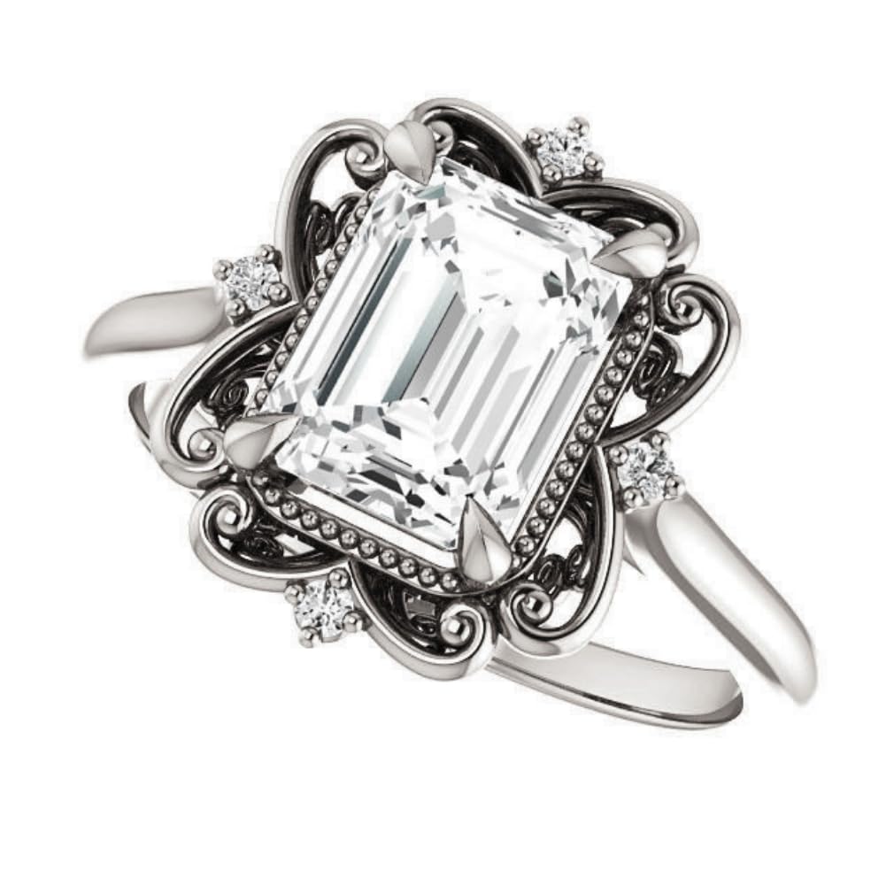 1-3 CT Emerald Cut Moissanite Engagement Ring Set for Women - Vintage Style Solitaire Halo Wedding Ring in 925 Silver/10K/14K/18K Gold - Anniversary & Promise Gift - Perfect for Proposals, Weddings & Special Occasions