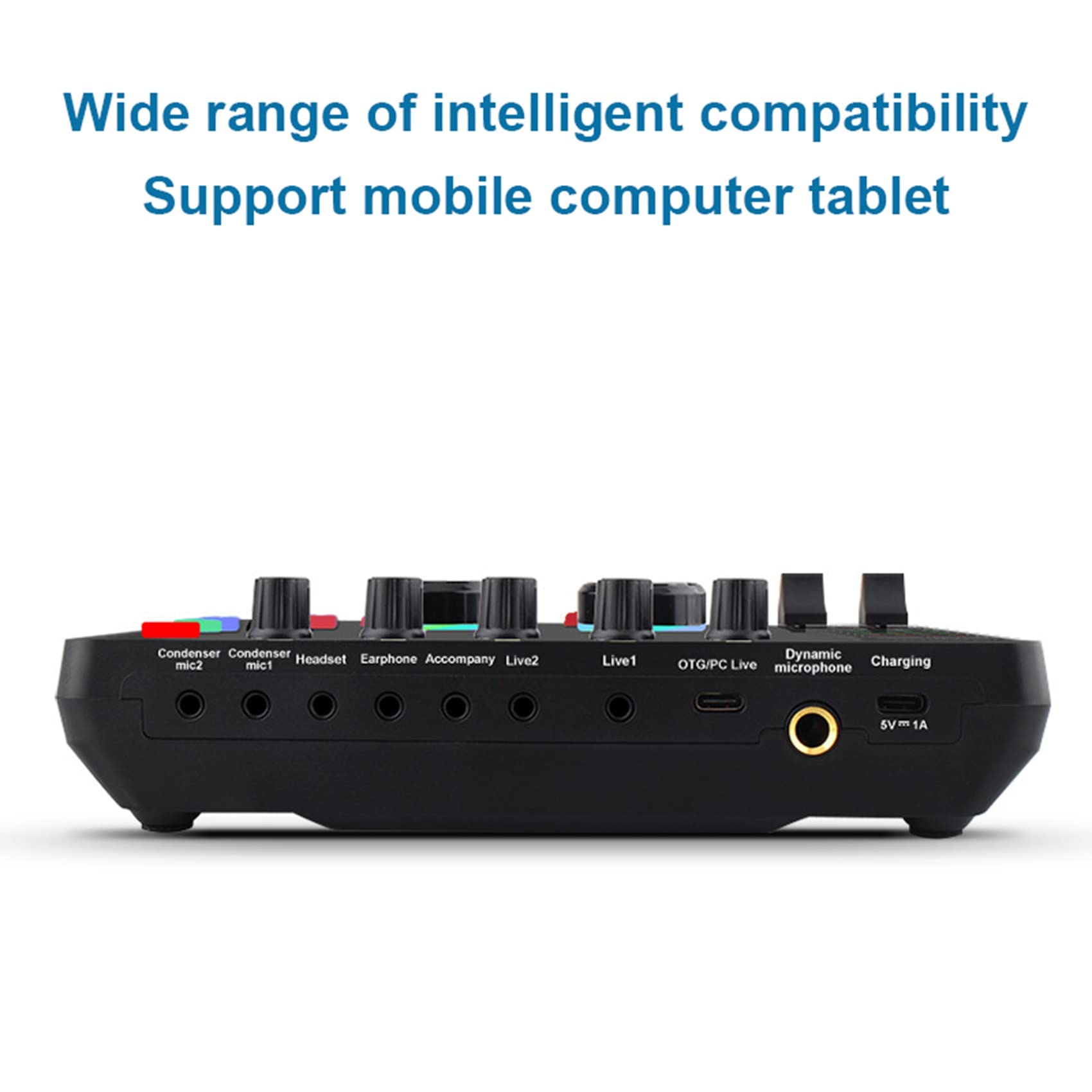 Leihao F999 Professional Audio Mixer & Sound Card - Voice Changer, USB Mixing Console with Amplifier for PC, Phone, Computer (Perfect for Live Streaming, Podcasting & Karaoke)