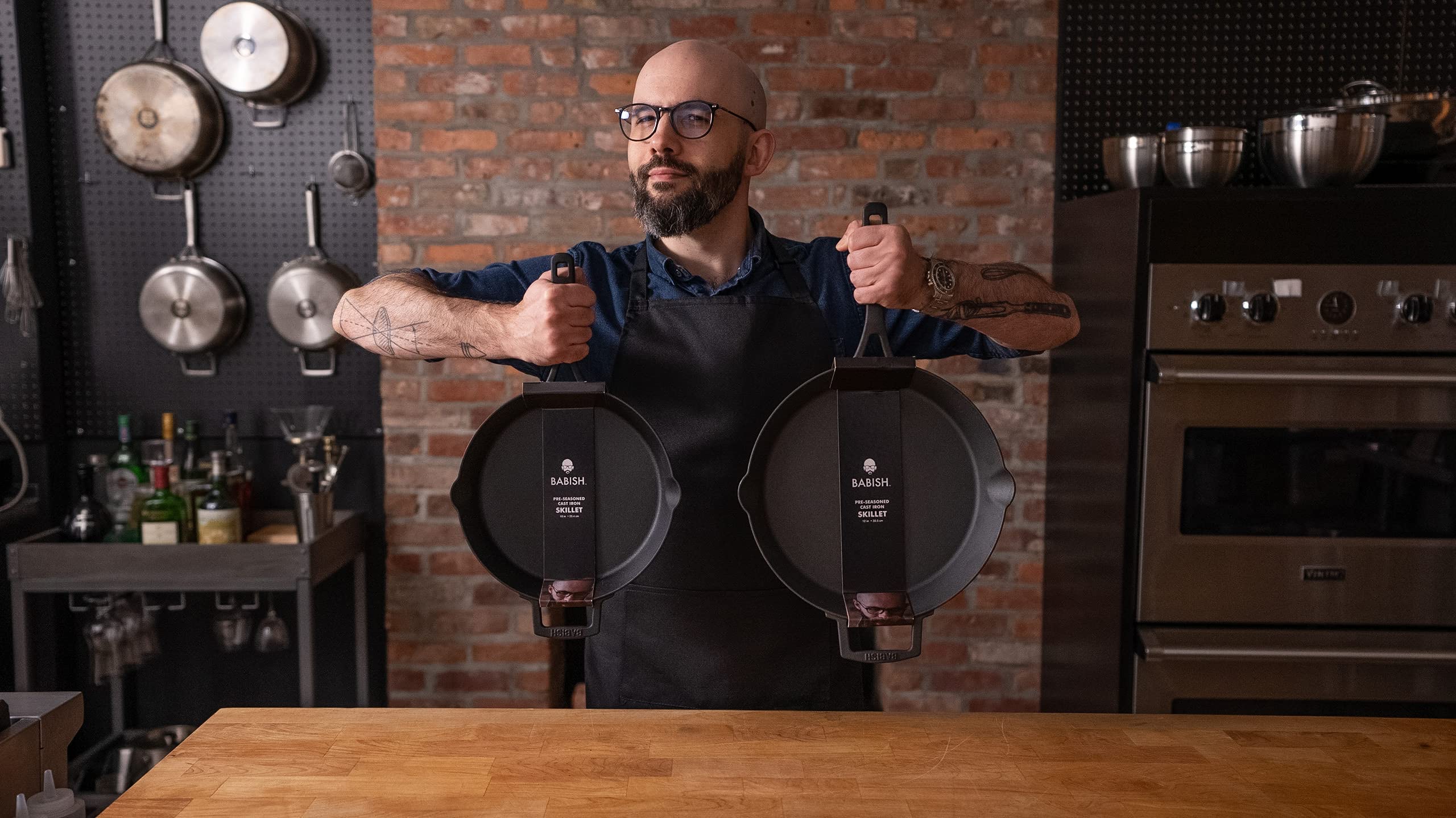 Babish 10-Inch Cast Iron Skillet - Pre-Seasoned, Heavy Duty & Non-Stick - Perfect for Searing, Baking & Camping Cooking