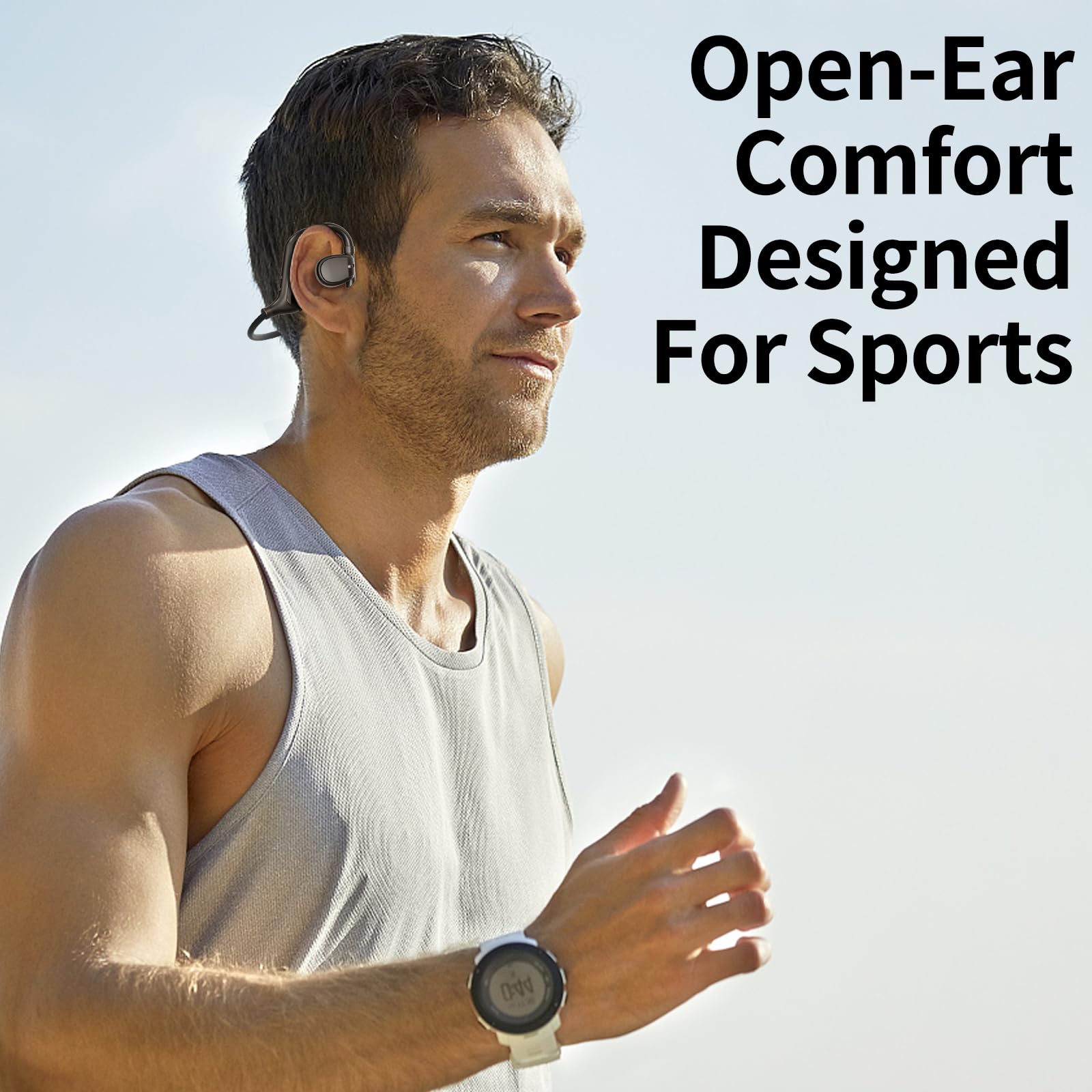 Bluetooth Bone Conduction Headphones - Open Ear Wireless Headset with 38H Playtime, IPX5 Waterproof - Perfect for Running, Cycling, Hiking, Driving & Workout - Sweatproof Sport Earphones for Active Lifestyle