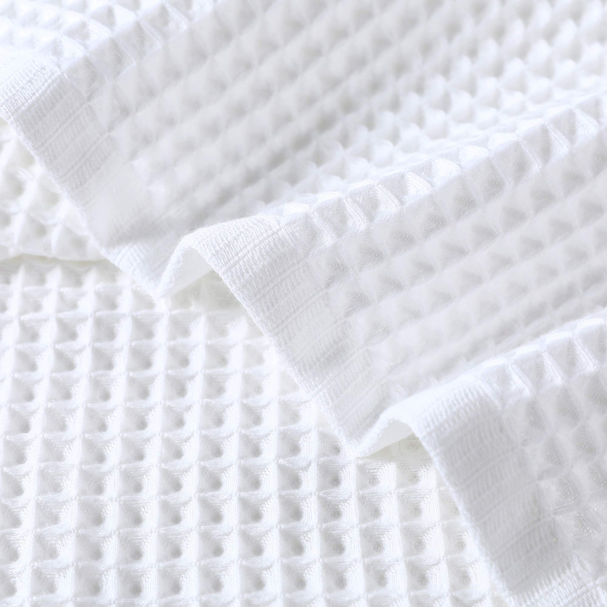Luxury Waffle Weave Bath Towels 4-Pack - 100% Premium Cotton, 27x55 Inches, Soft & Absorbent - Perfect for Spa, Bathroom & Beach (White)