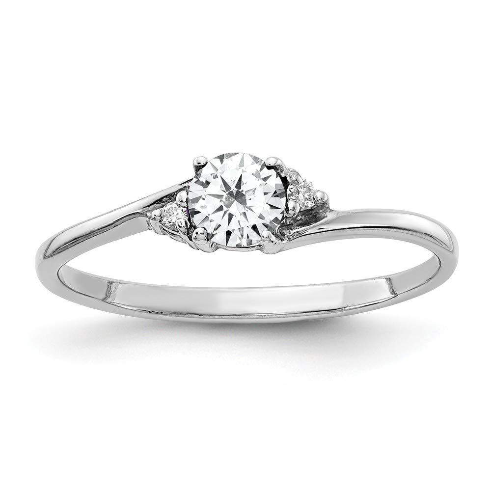 14K White Gold 4mm Cubic Zirconia CZ Diamond Anniversary Ring Band for Women - Elegant Wedding, Engagement & Promise Ring - Perfect Gift for Anniversary, Valentine's Day & Special Occasions