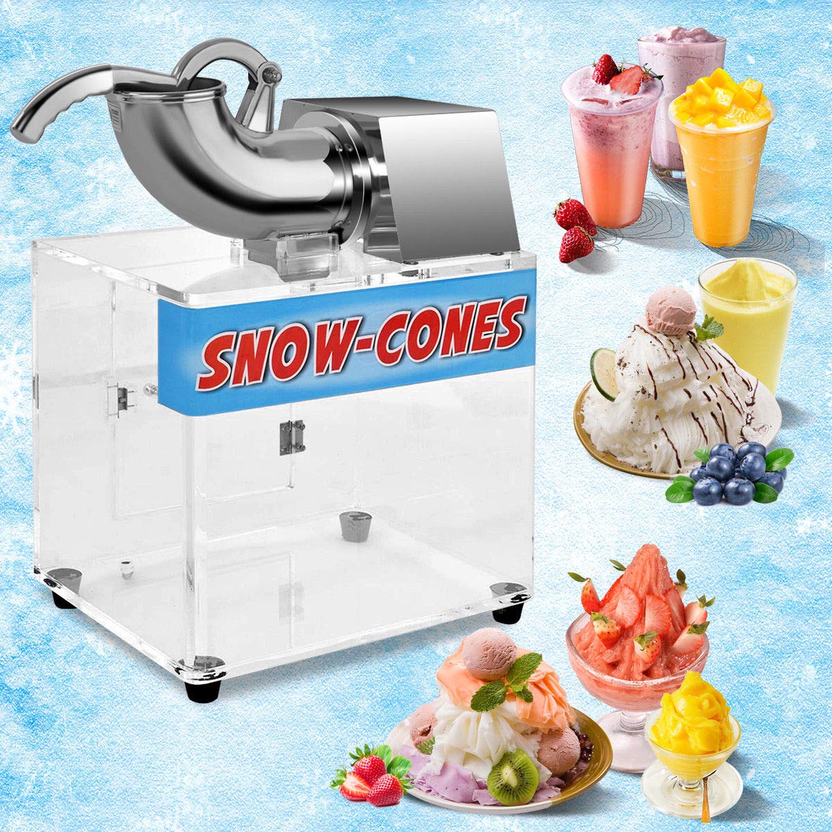 Costzon Commercial Snow Cone Machine - 440lbs/H Stainless Steel Ice Shaver with Dual Blades, 110V Electric Ice Crusher for Shaved Ice, Slushies & Frozen Treats - Perfect for Home Use, Parties, Restaurants, Bars & Summer Events