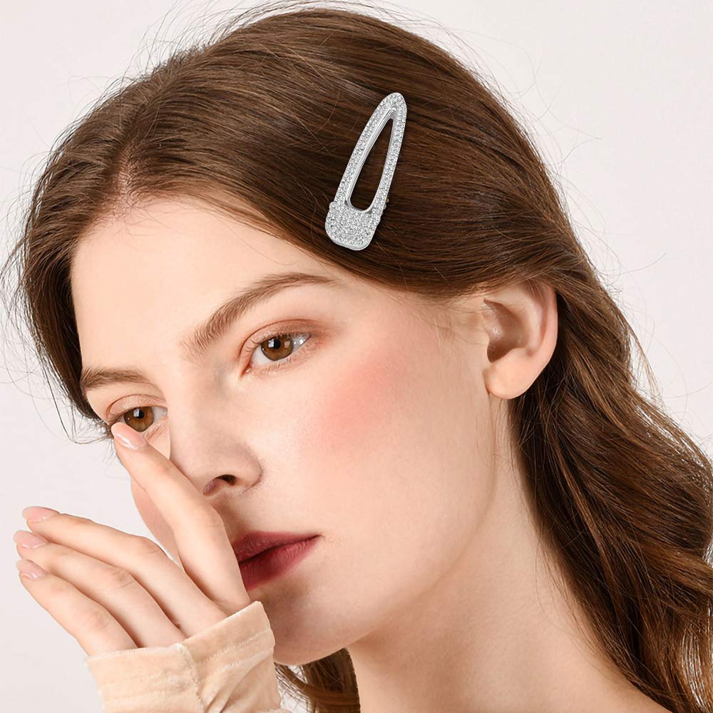 2PCS Silver Rhinestone Hair Clips for Women - Party & Wedding Accessories