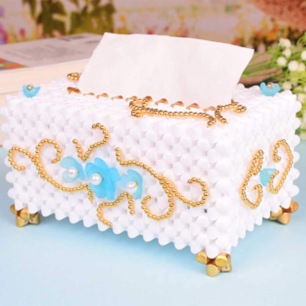 Handmade Beaded Woven Tissue Box Cover - DIY Rectangular Decorative Holder for Home, Office & Car | Stylish Storage Solution for Living Room, Bedroom & Workspace