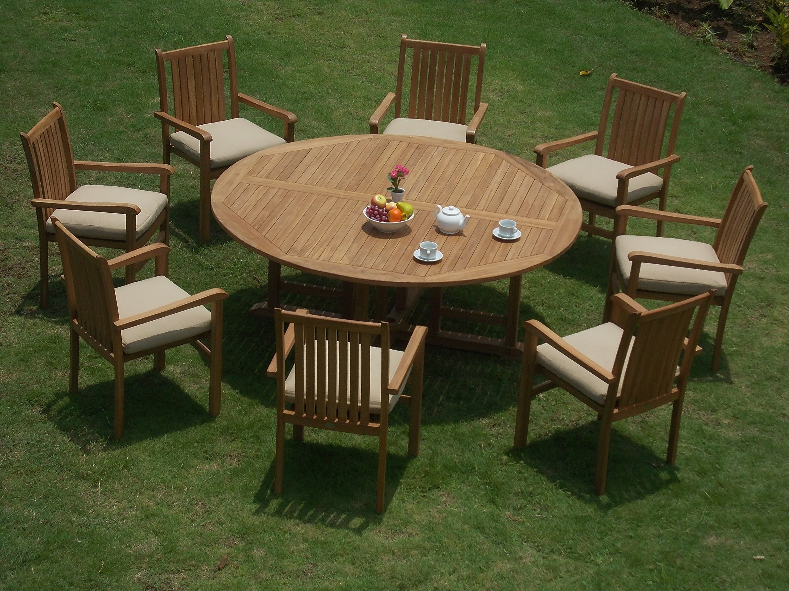 Premium Grade-A Teak Wood 9-Piece Outdoor Dining Set - 72