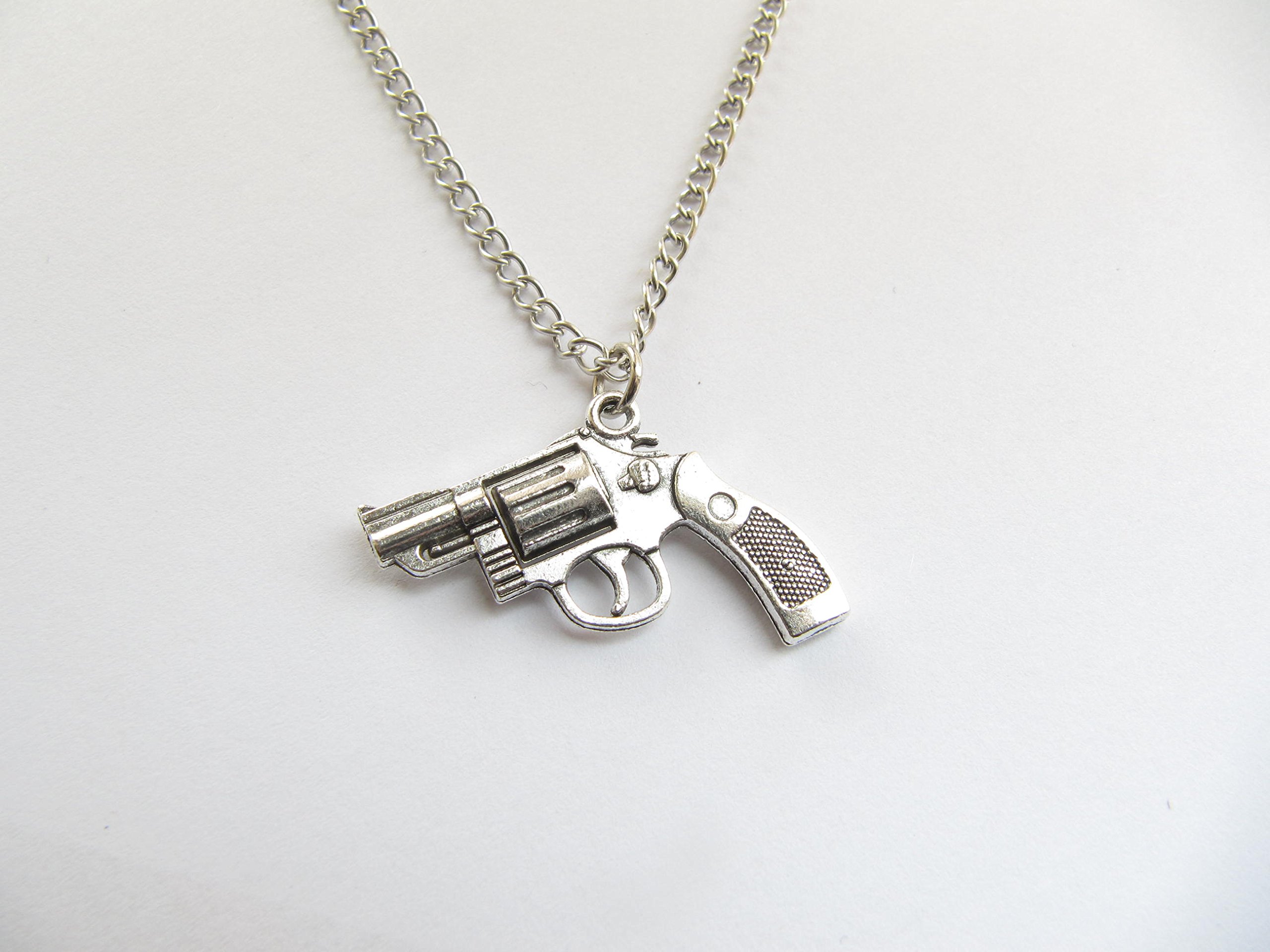 Personalized Gun Charm Necklace - Custom Initial Weapon Pendant for Men & Women | Unique Gun Jewelry for Military Enthusiasts & Gun Lovers