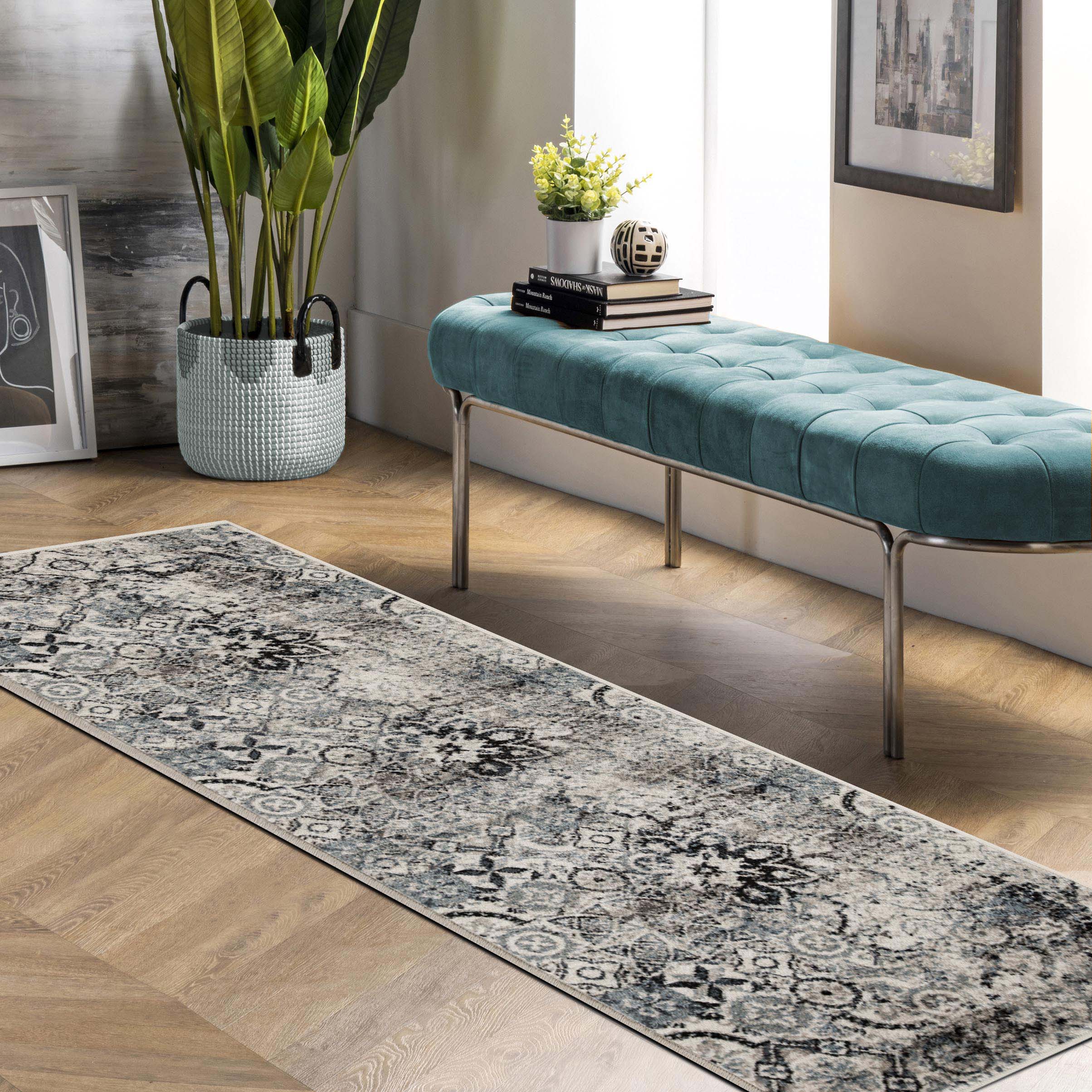 Stylish Rangoli Geometric Medallion Indoor Area Rug - Non-Slip Bohemian Decor for Living Room, Bedroom & Office