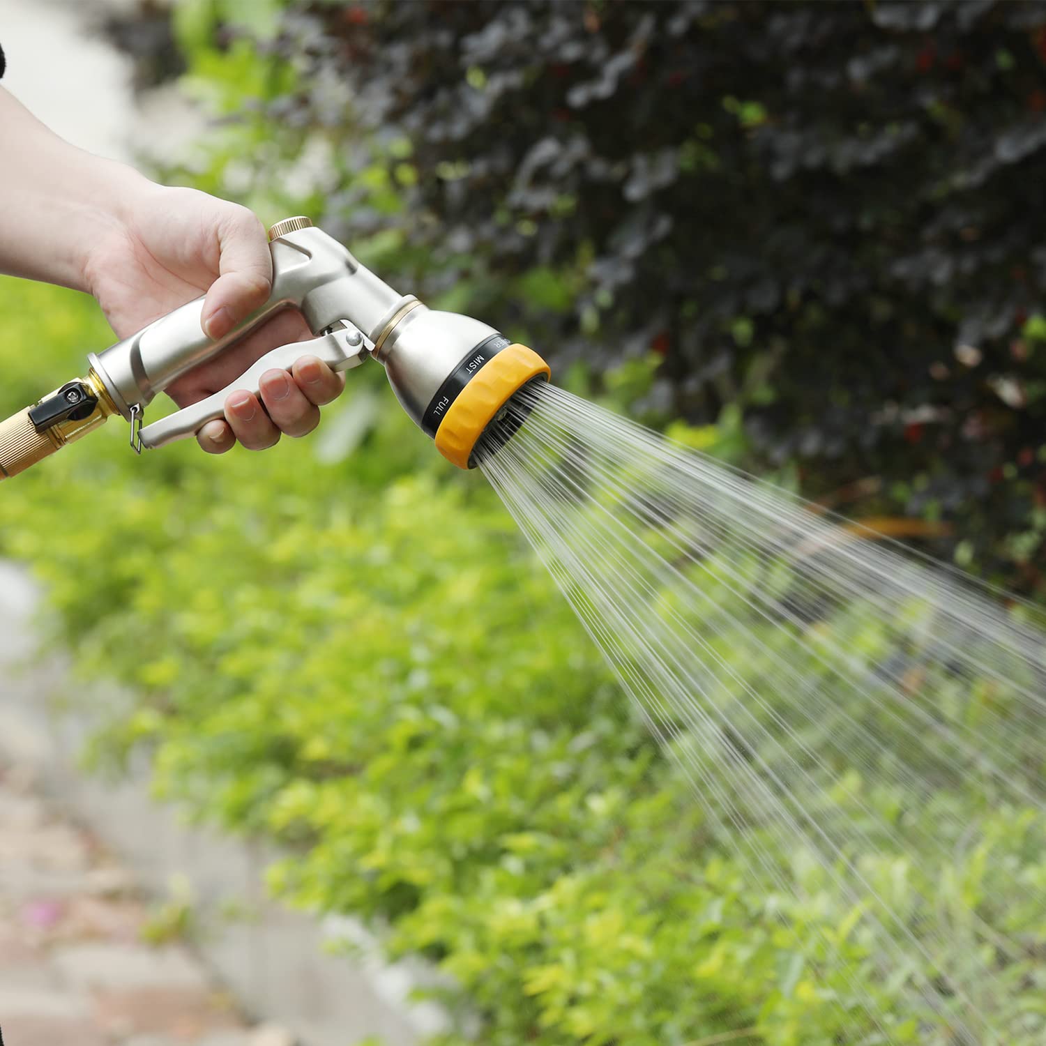 FANHAO Heavy Duty Garden Hose Nozzle with Thumb Control - 8 Spray Patterns for Watering, Washing Cars & Outdoor Cleaning