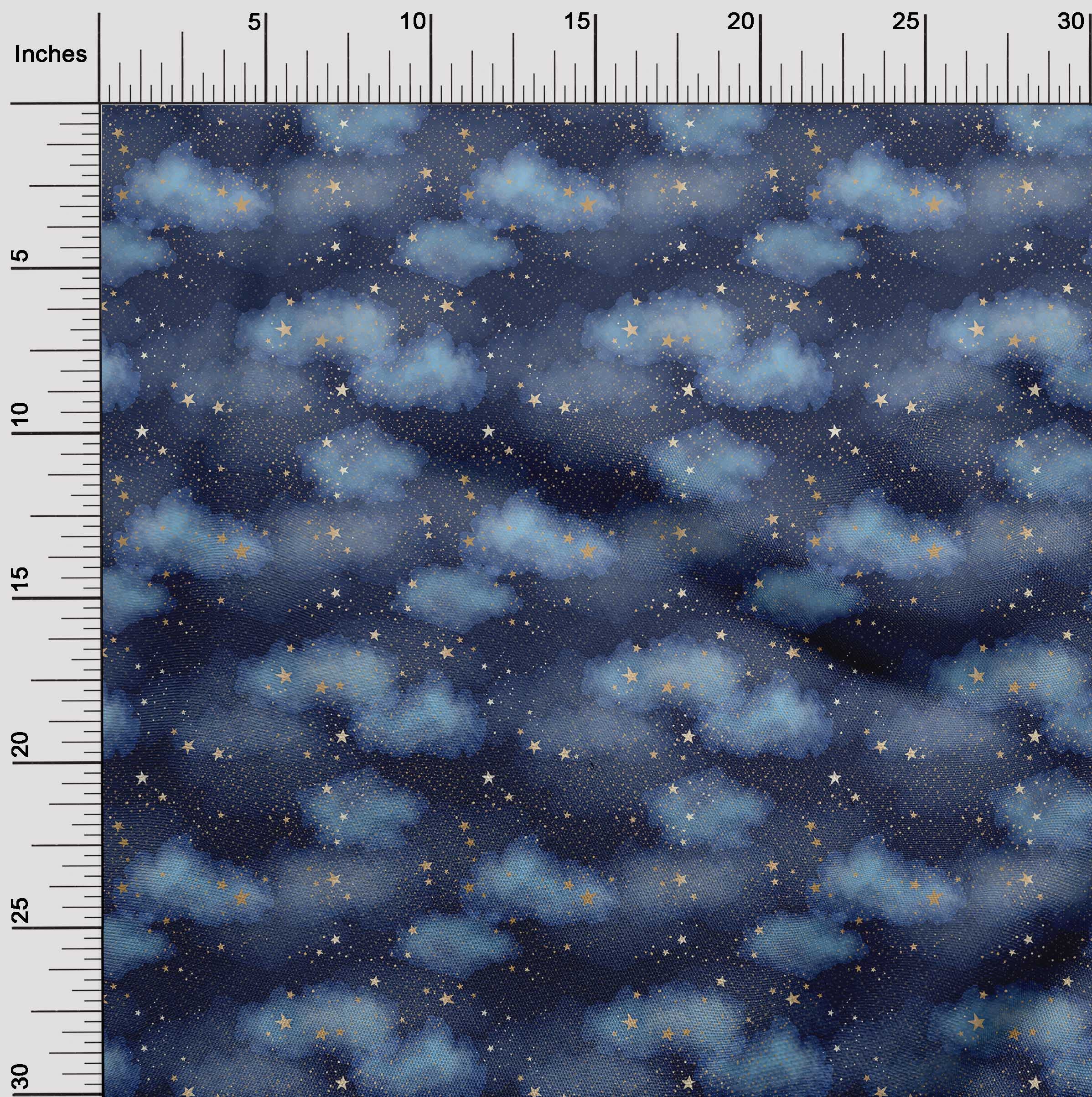 Velvet Blue Galaxy Print Fabric by The Yard - 58 Inch Wide Soft Material for Dresses, Cosplay & Home Decor | oneOone Premium Fabric