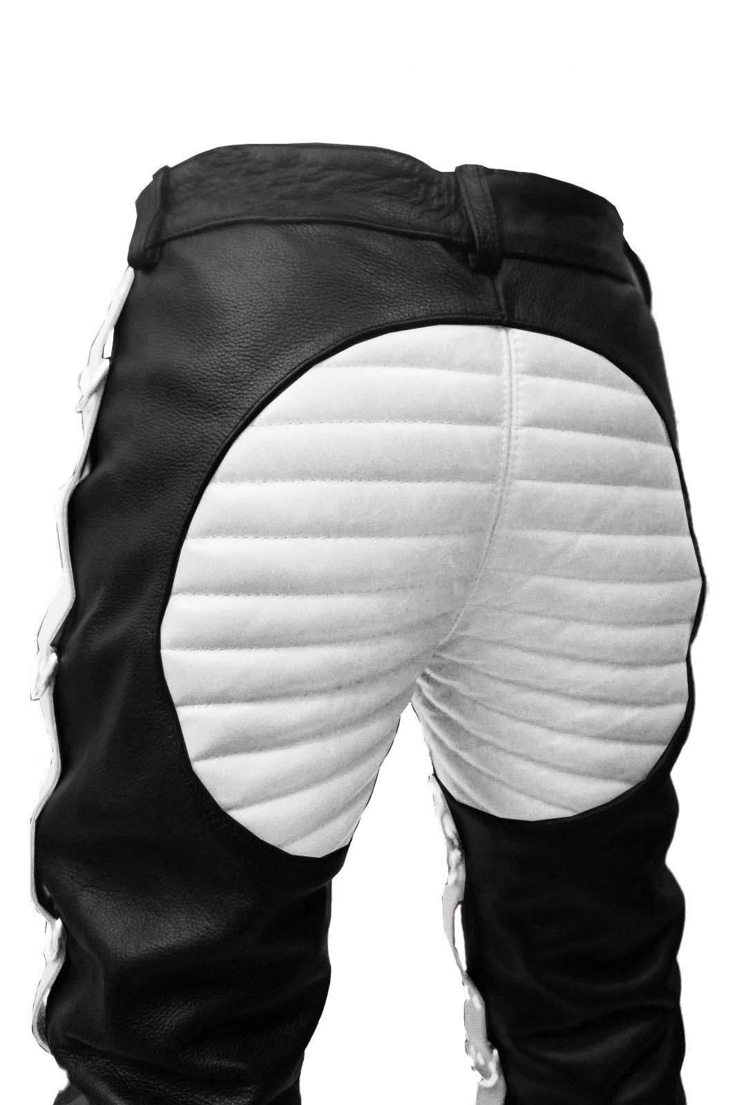 Men's Genuine Cow Leather Pants - Heavy Duty Biker Jeans with Bondage Straps | BLUF Gay Fashion for Motorcycle Riding & Alternative Style