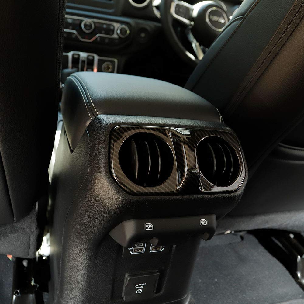 Carbon Fiber Rear Air Vent Cover Trim for 2018-2022 Jeep Wrangler JL & Gladiator JT (Sahara/Sport/Rubicon) - Interior Upgrade Accessories for Off-Road & Daily Driving