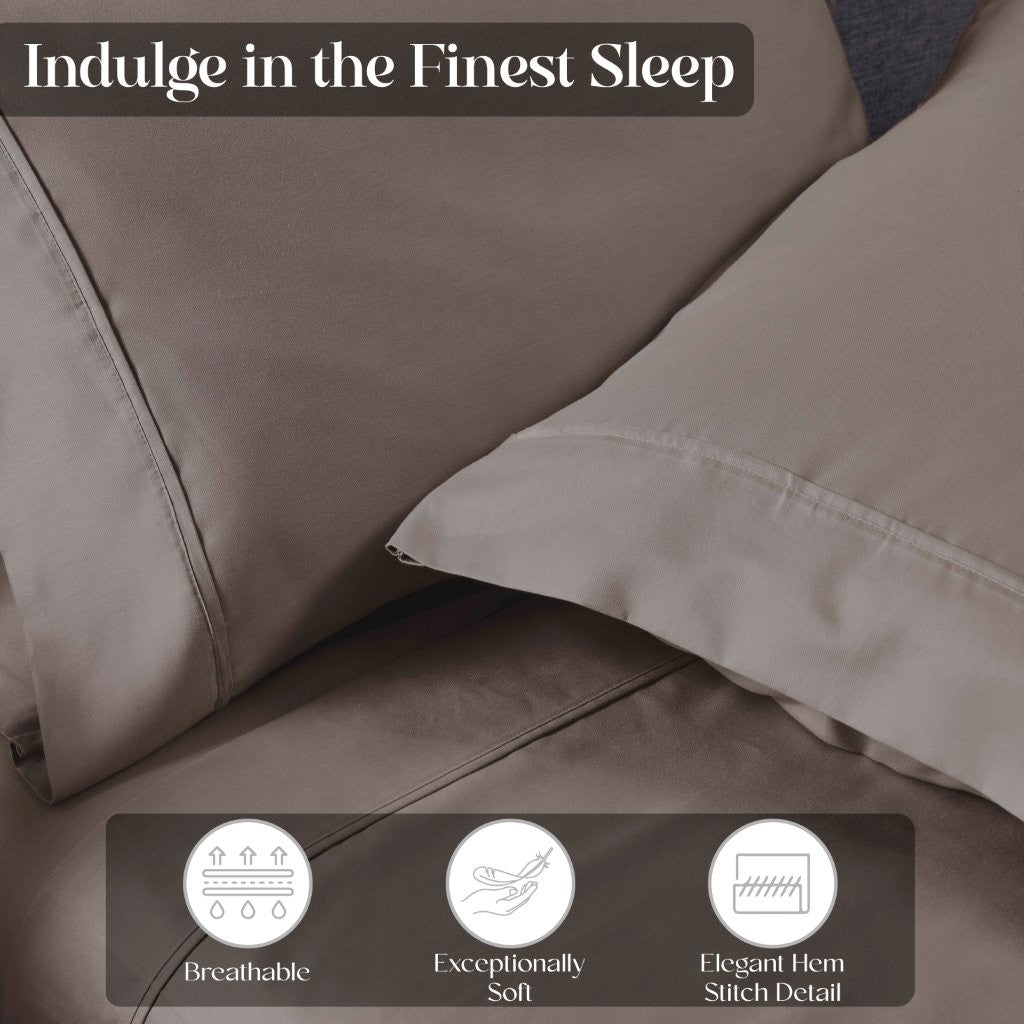 Premium 1400-1500 Thread Count Cotton Blend Deep Pocket Bed Sheet Set - Ultra Soft & Breathable for a Comfortable Sleep - Perfect for Master Bedroom, Guest Room & Dorm