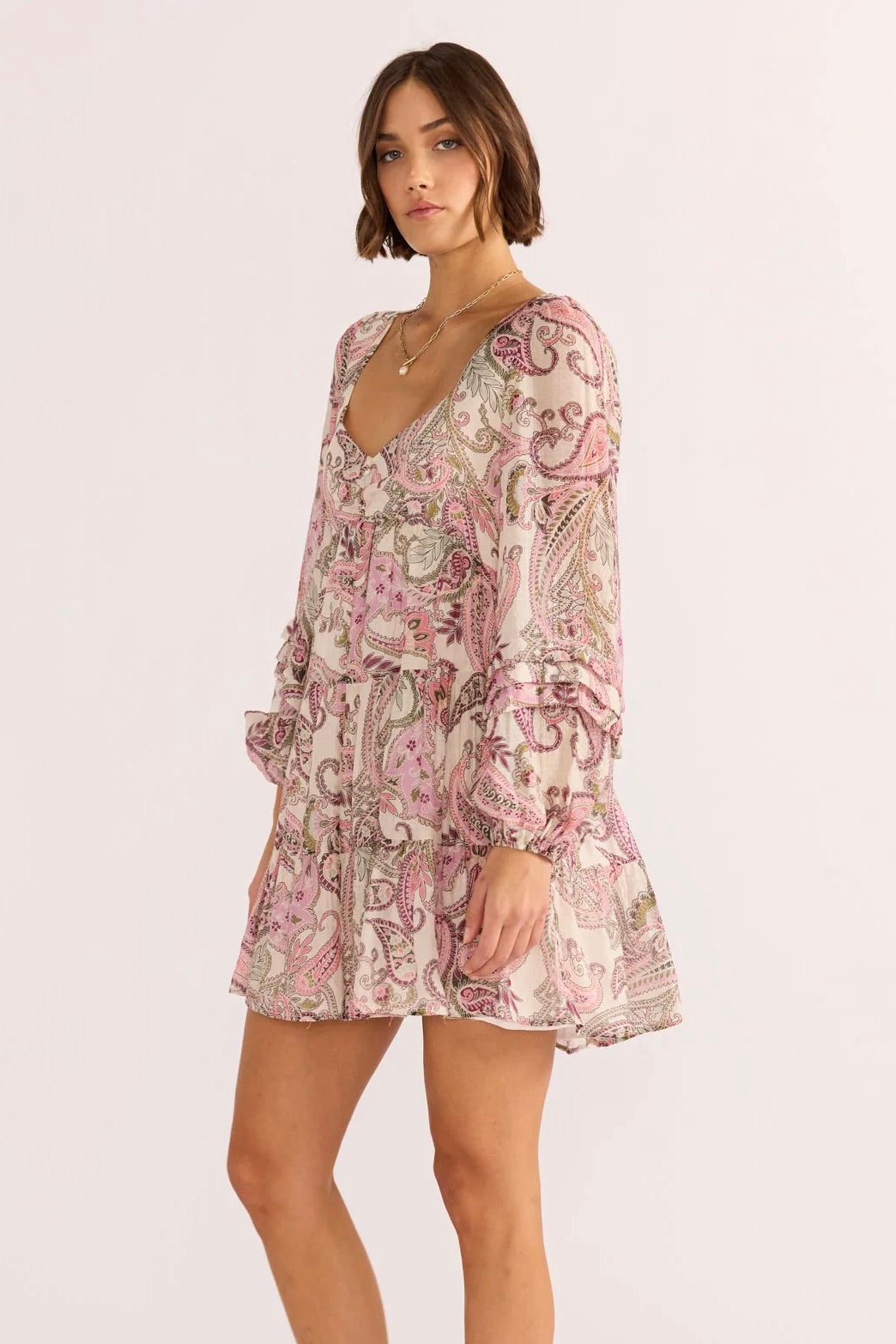 Cadence Pink Paisley Babydoll Mini Dress - Flirty Summer Party Outfit for Women | Perfect for Dates, Beach Vacations & Night Out