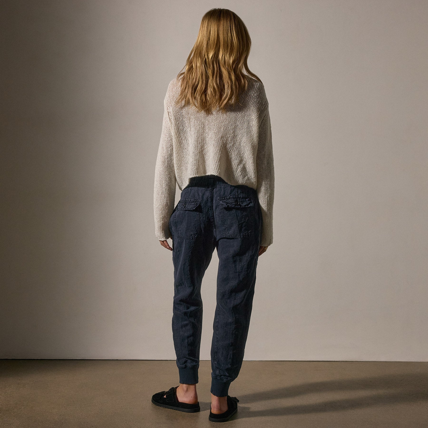 Linen Mixed Media Pants for Women - Classic Navy Blue Wide Leg Trousers | Comfortable & Stylish for Office, Travel & Casual Wear