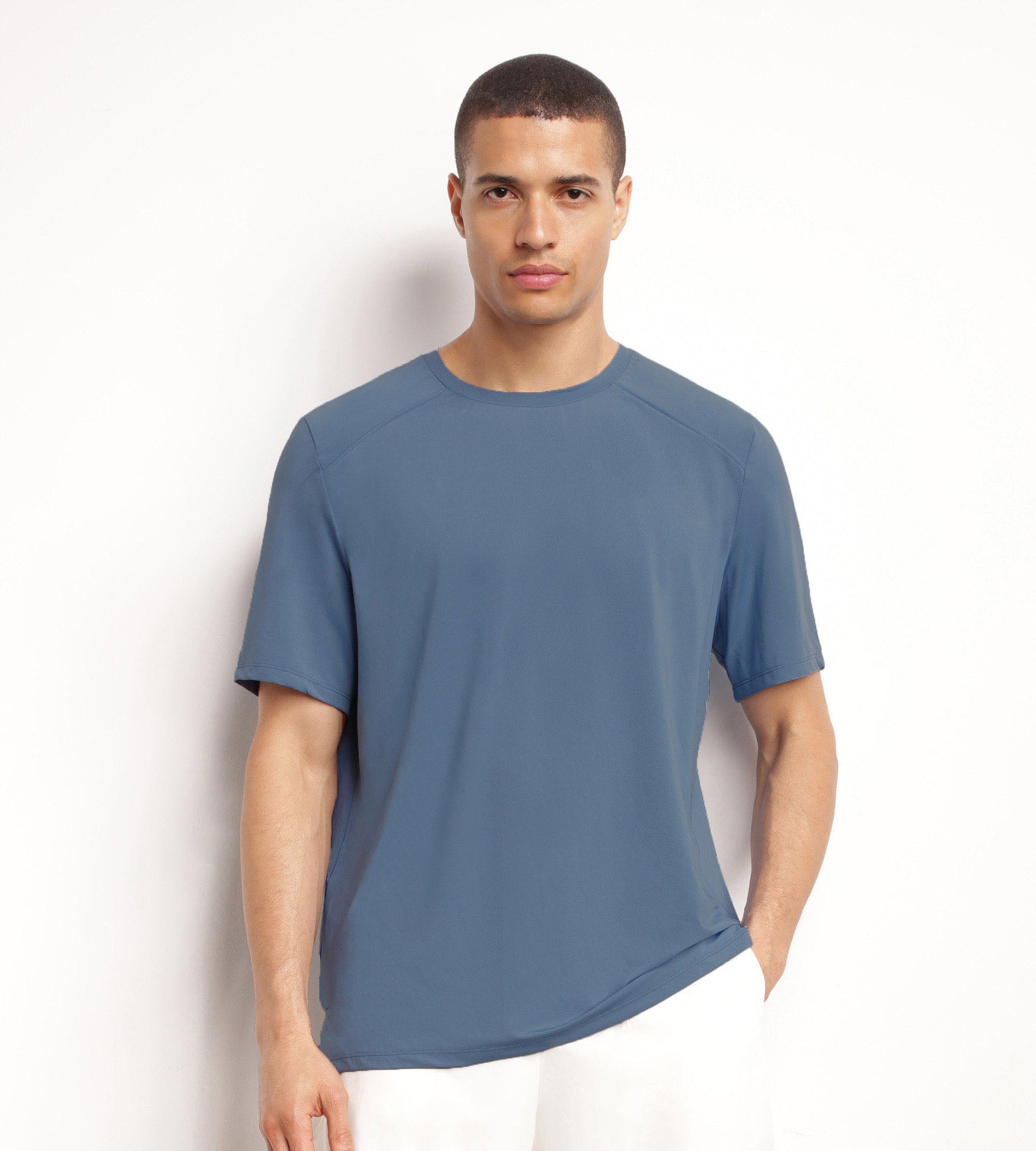 Men's Breathable Sport T-Shirt - Lightweight Blue Denim Fabric for Active Wear - Perfect for Running, Gym & Outdoor Activities