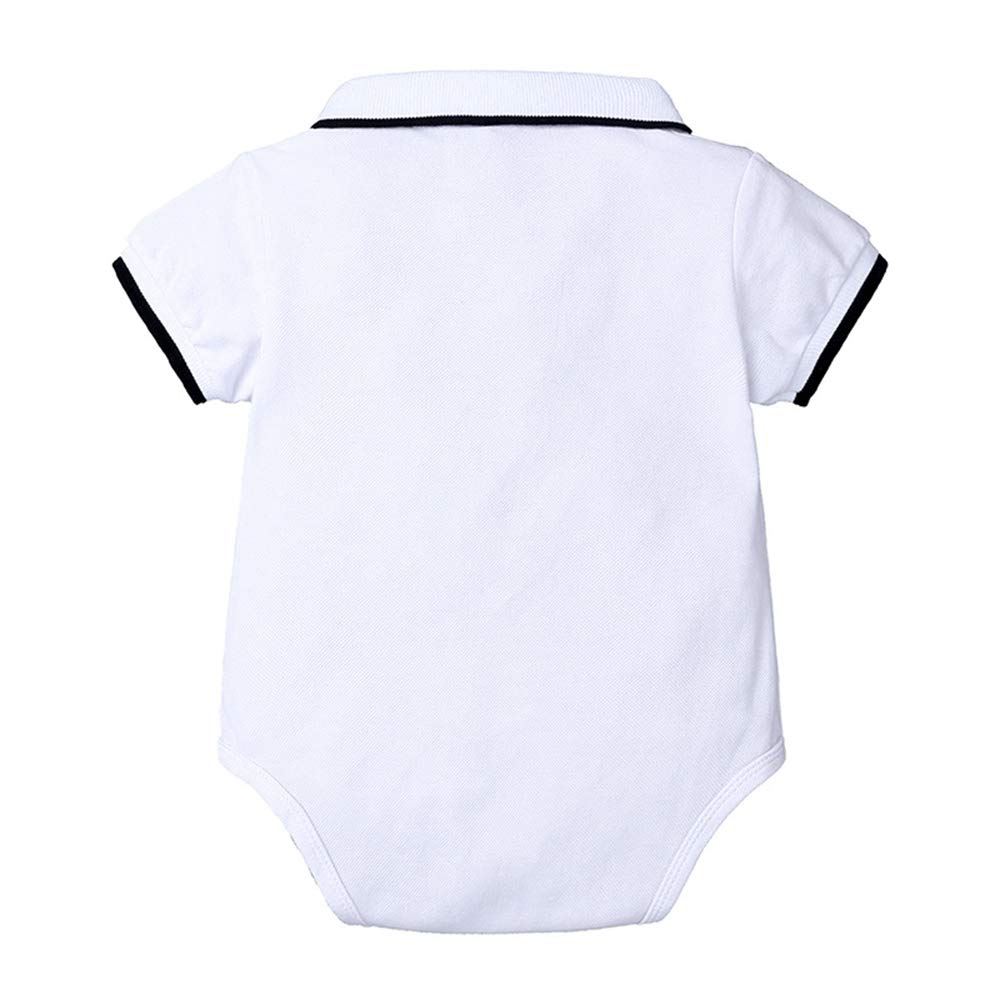 Baby Boys Gentleman Outfits - Short Sleeve Rompers with Suspenders & Bow Tie for Parties