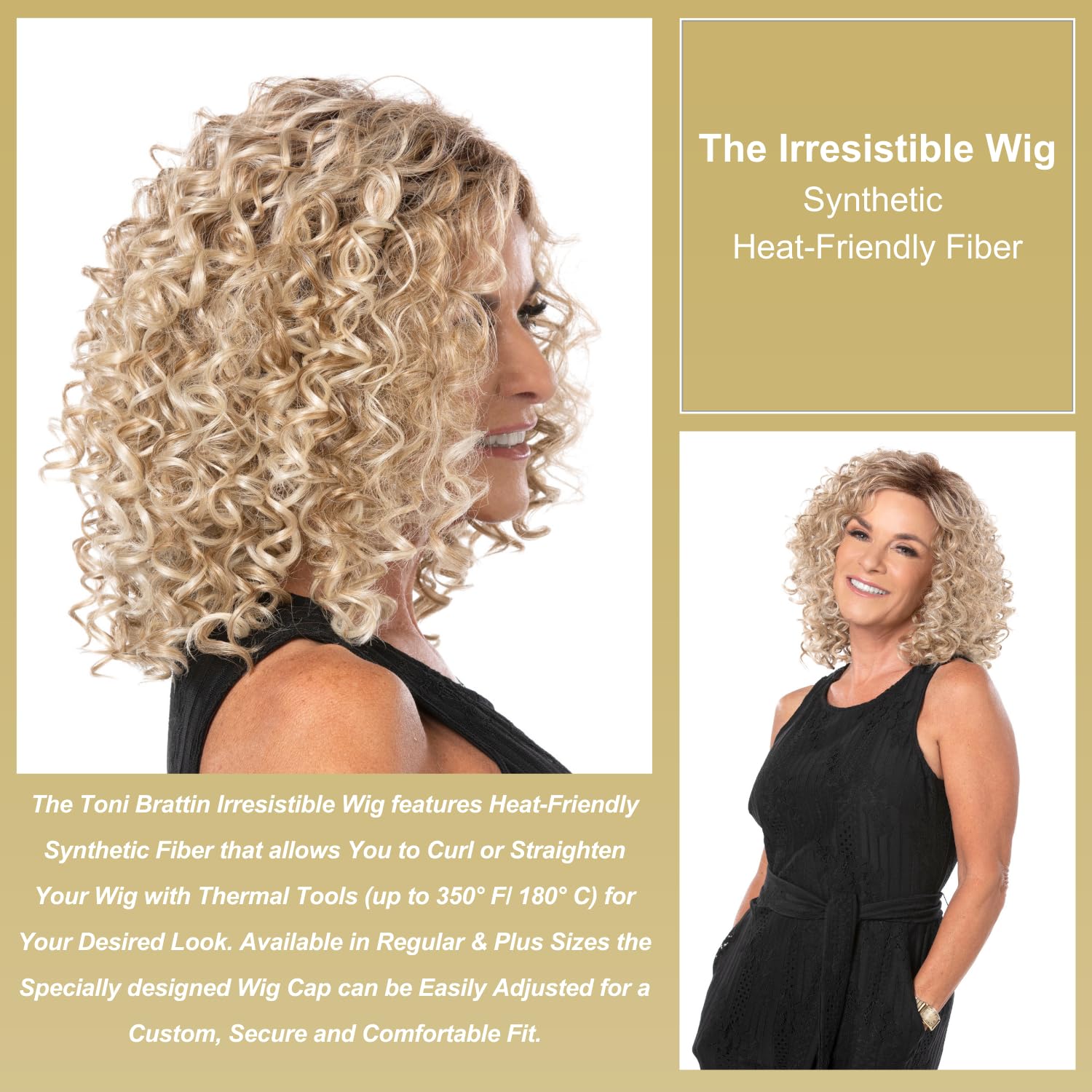 Toni Brattin Irresistible Lace Front Wig - Natural Looking Multi-Cultural Shoulder Length Human Hair Wig with Soft Curls | Heat-Friendly Synthetic Fiber | Adjustable Cap for Comfort (Light Grey) | Perfect for Daily Wear, Cosplay & Special Occasions