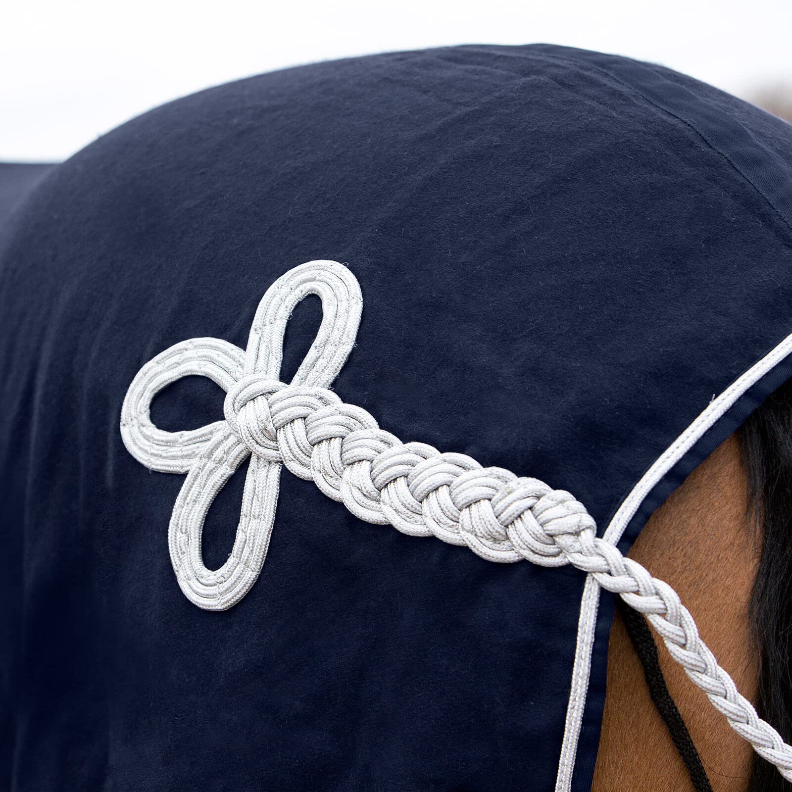 HORZE Millau Wool Blanket - Dark Blue - 84 Inch Warm & Cozy Horse Stable Blanket for Winter Riding & Outdoor Camping